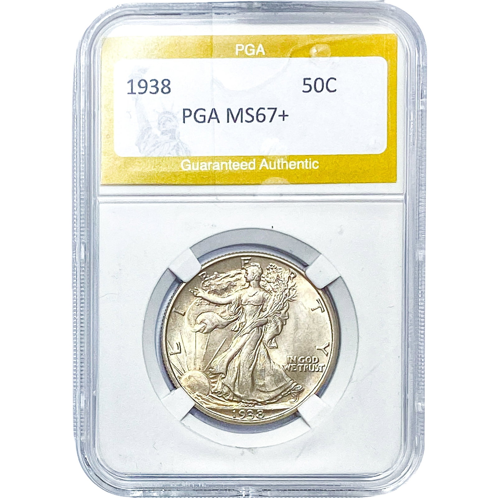 1938 Walking Liberty Half Dollar PGA MS67+: 1938 Walking Liberty Half Dollar PGA MS67+