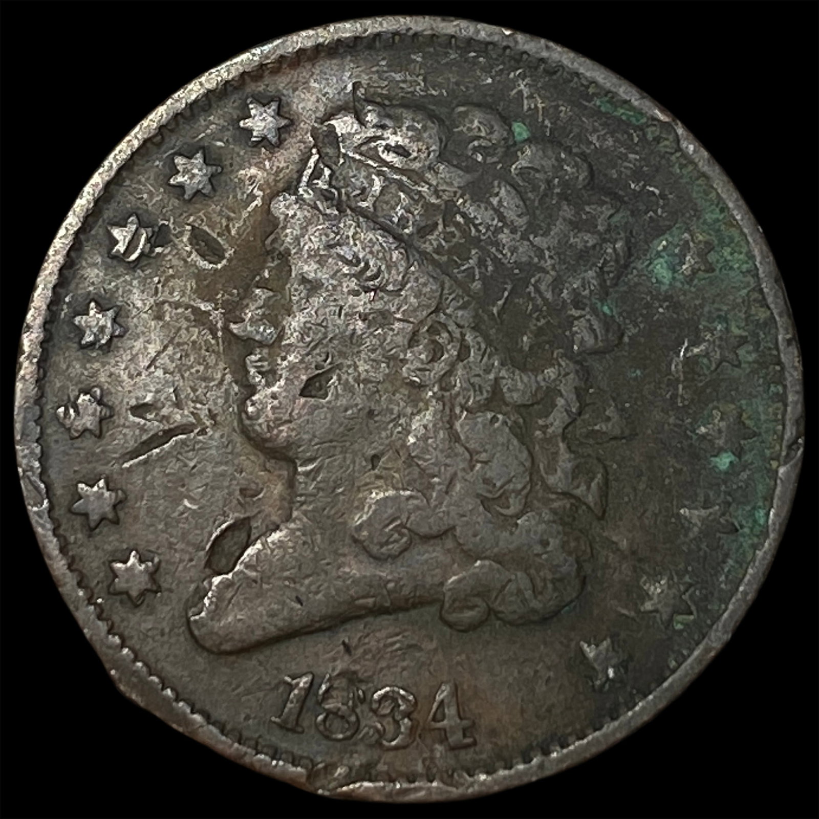 1834 Classic Head Half Cent CLOSELY UNCIRCULATED: 1834 Classic Head Half Cent CLOSELY UNCIRCULATED