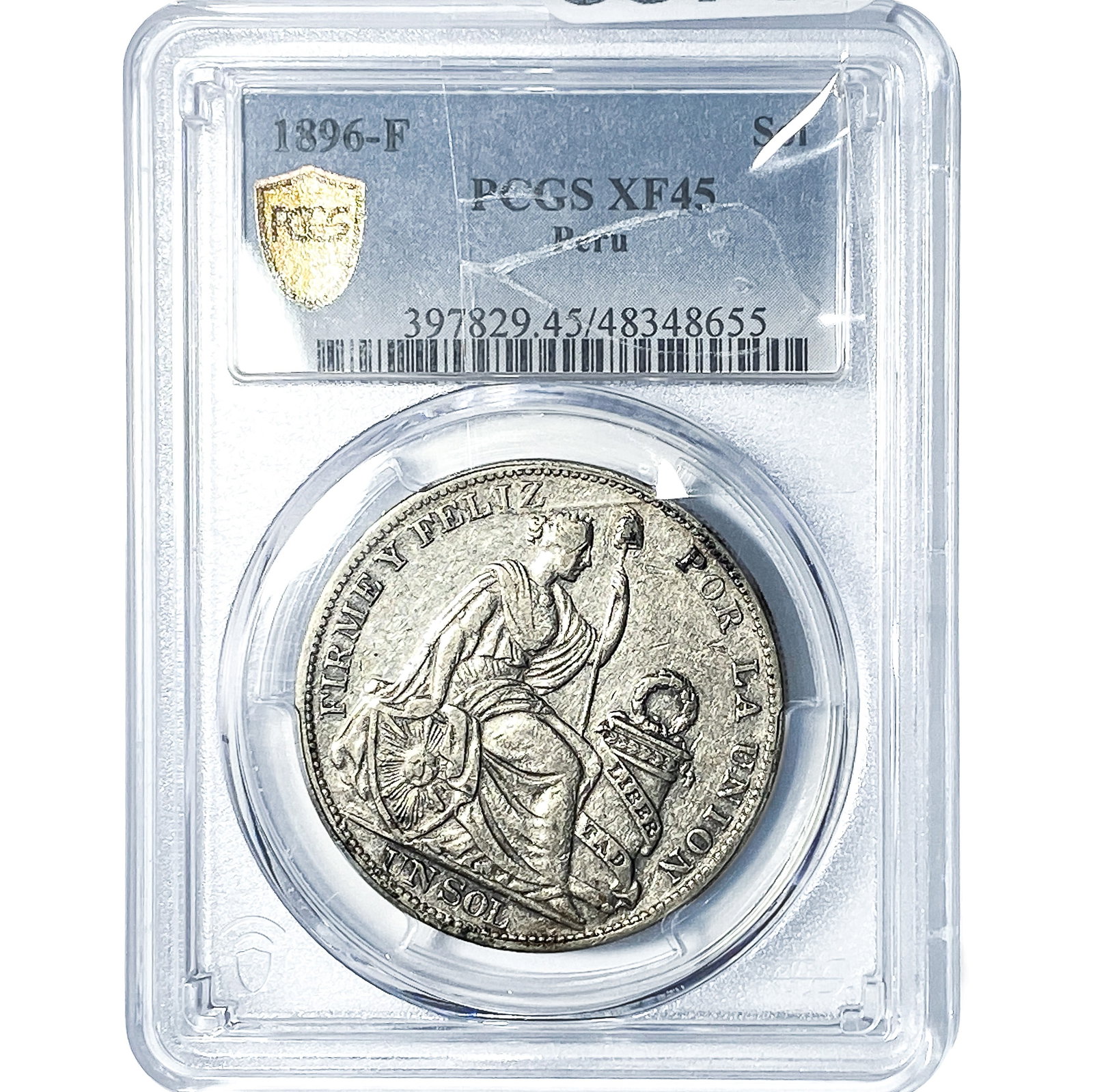 1896-F Sol Peru PCGS XF45: 1896-F Sol Peru PCGS XF45