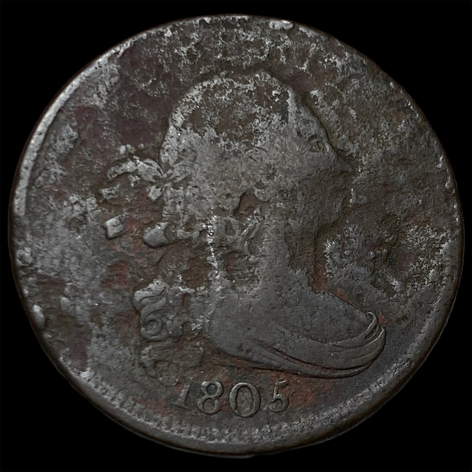 1805 Draped Bust Half Cent NICELY CIRCULATED: 1805 Draped Bust Half Cent NICELY CIRCULATED