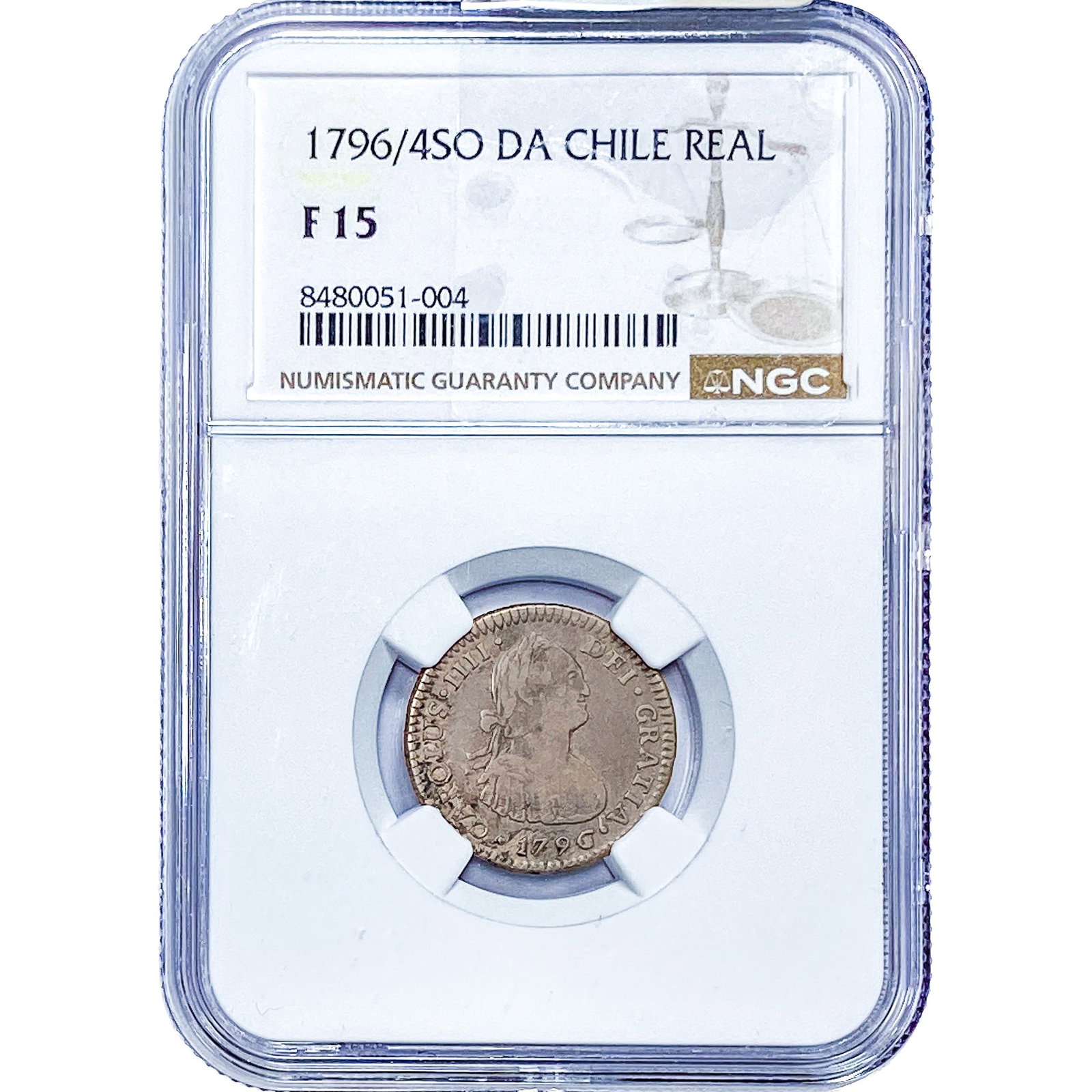1796 Colonial Spain Silver 1 Real NGC F15: 1796 Colonial Spain Silver 1 Real NGC F15