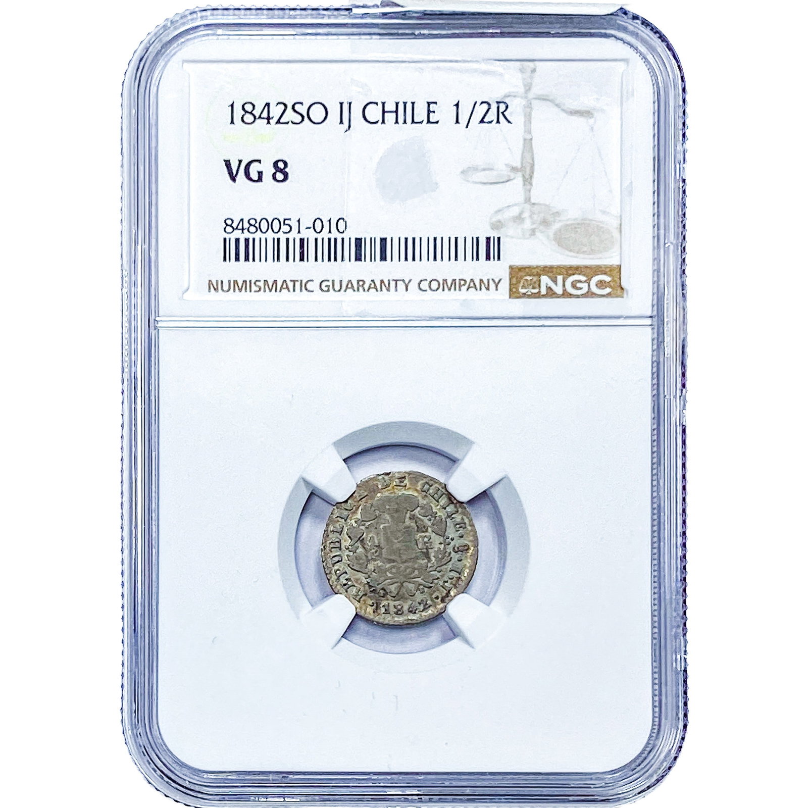 1842 Chile Silver 1/2 Real NGC VG8 (1 of 2)