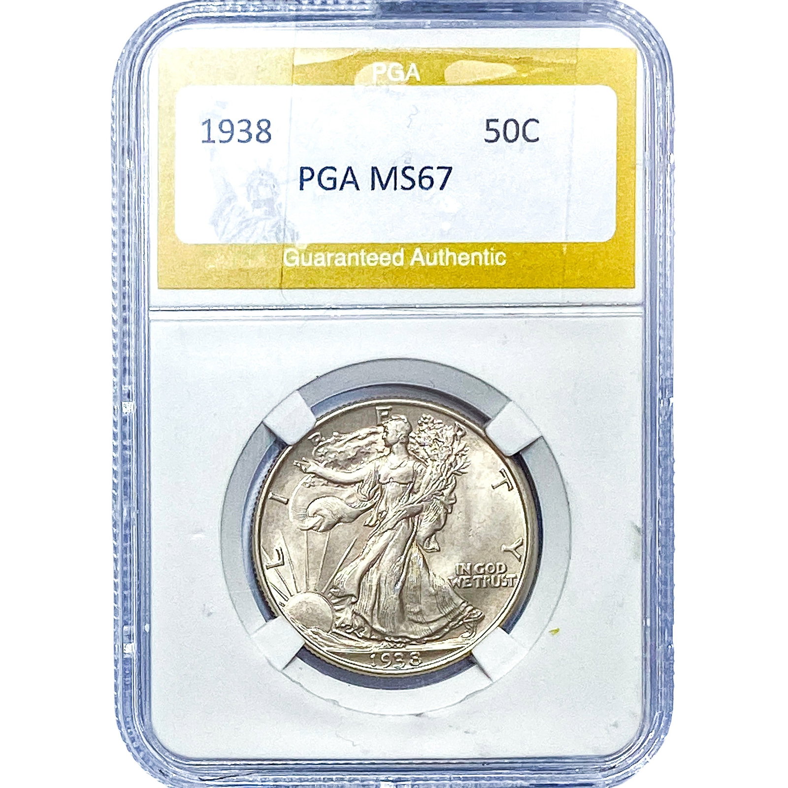 1938 Walking Liberty Half Dollar PGA MS67: 1938 Walking Liberty Half Dollar PGA MS67