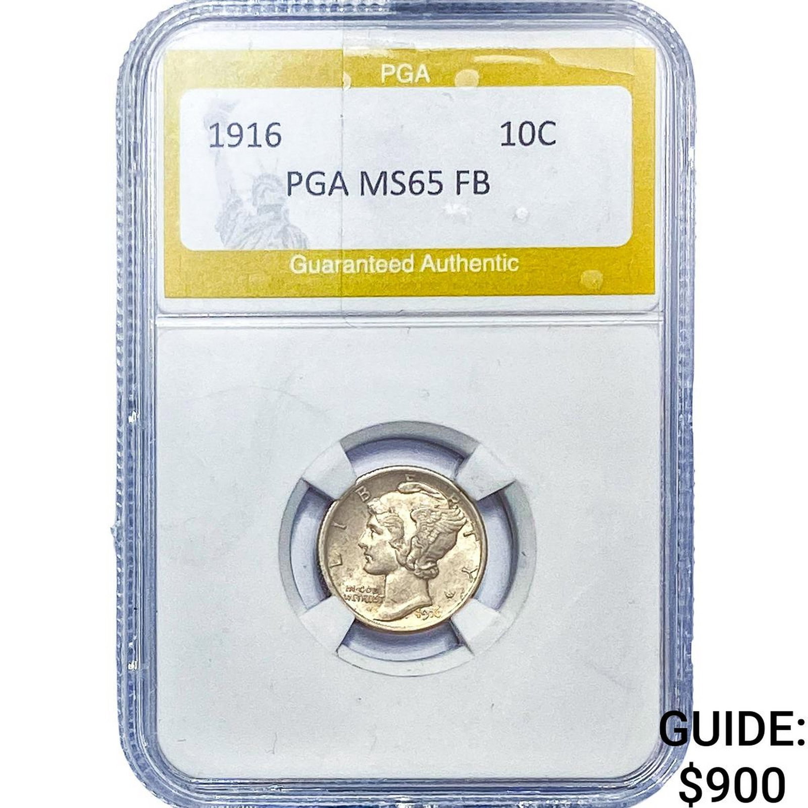 1916 Mercury Silver Dime PGA MS65FB: 1916 Mercury Silver Dime PGA MS65FB