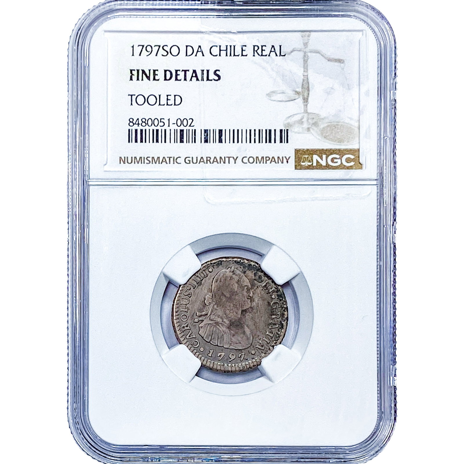 1797 Colonial Spain Silver 1 Real NGC F Details (1 of 2)