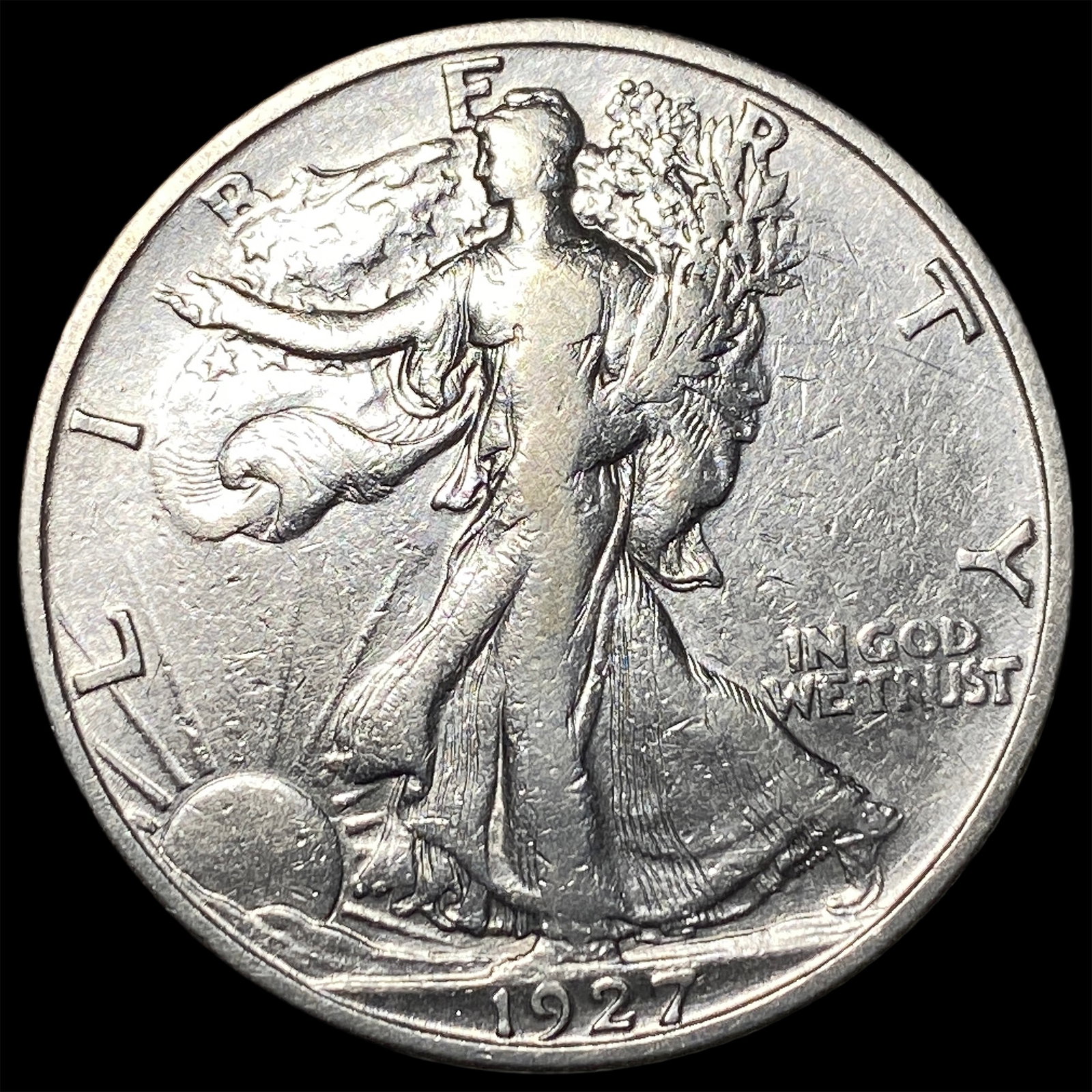 1927-S Silver Walking Liberty Half Dollar NEARLY UNCIRCULATED: 1927-S Silver Walking Liberty Half Dollar NEARLY UNCIRCULATED
