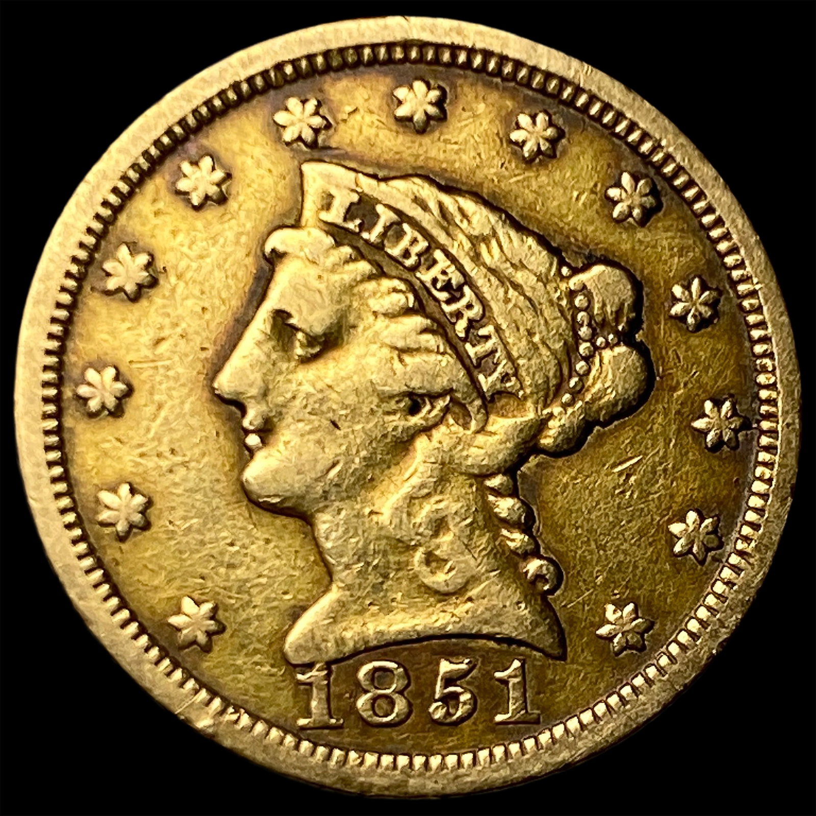1851 Gold $2.5 Liberty Head Quarter Eagle HIGH GRADE: 1851 Gold $2.5 Liberty Head Quarter Eagle HIGH GRADE