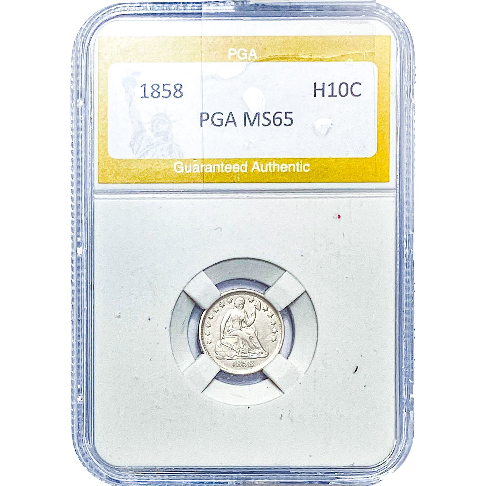 1858 Seated Liberty Half Dime PGA MS65: 1858 Seated Liberty Half Dime PGA MS65