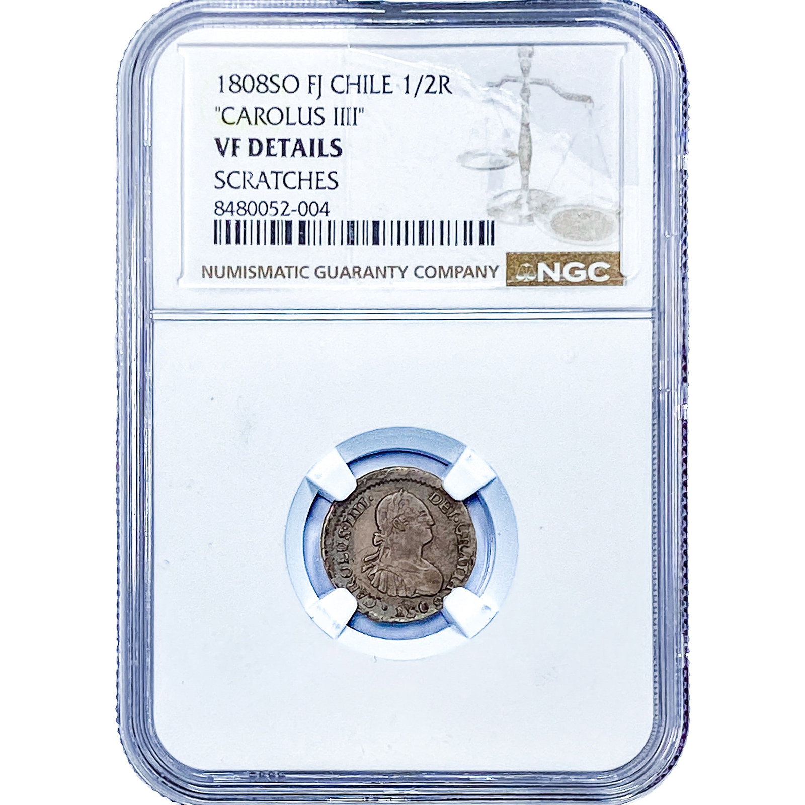 1808 Colonial Spain Silver 1/2 Real NGC VF Details: 1808 Colonial Spain Silver 1/2 Real NGC VF Details
