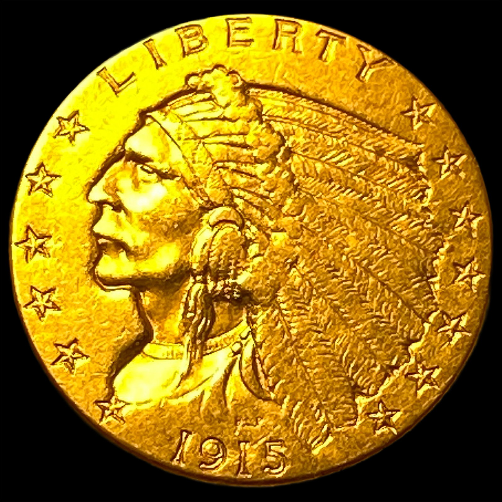 1915 Indian Head Gold $2.50 Quarter Eagle UNCIRCULATED: 1915 Indian Head Gold $2.50 Quarter Eagle UNCIRCULATED