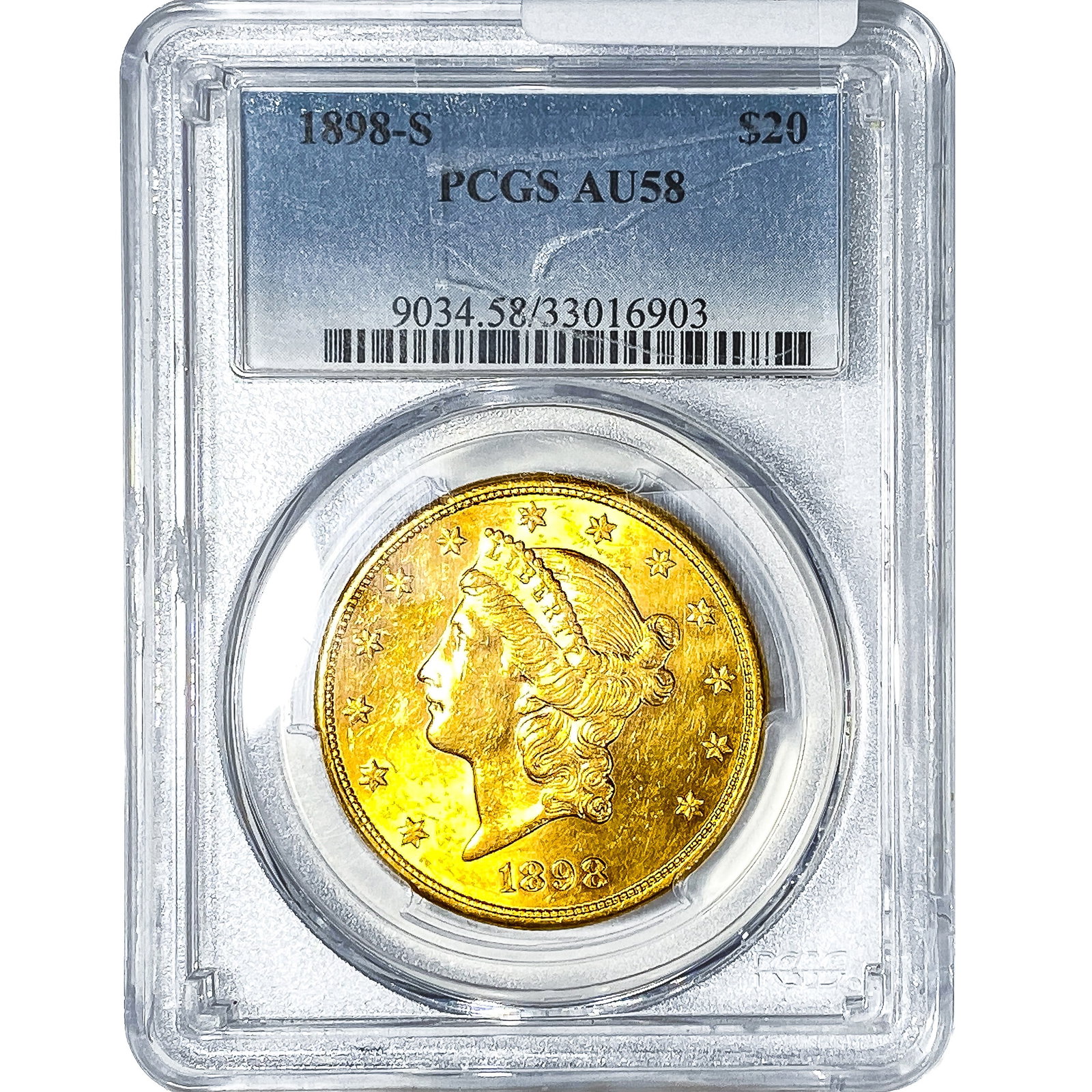 1898-S $20 Gold Double Eagle PCGS AU58: 1898-S $20 Gold Double Eagle PCGS AU58
