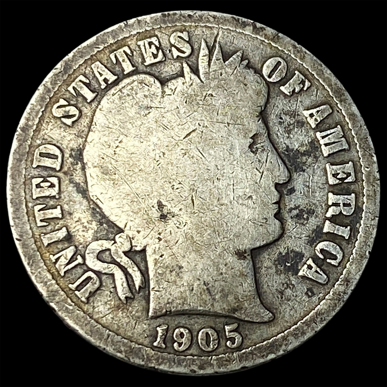 1905-O Silver Barber Dime Micro O NICELY CIRCULATED: 1905-O Silver Barber Dime Micro O NICELY CIRCULATED