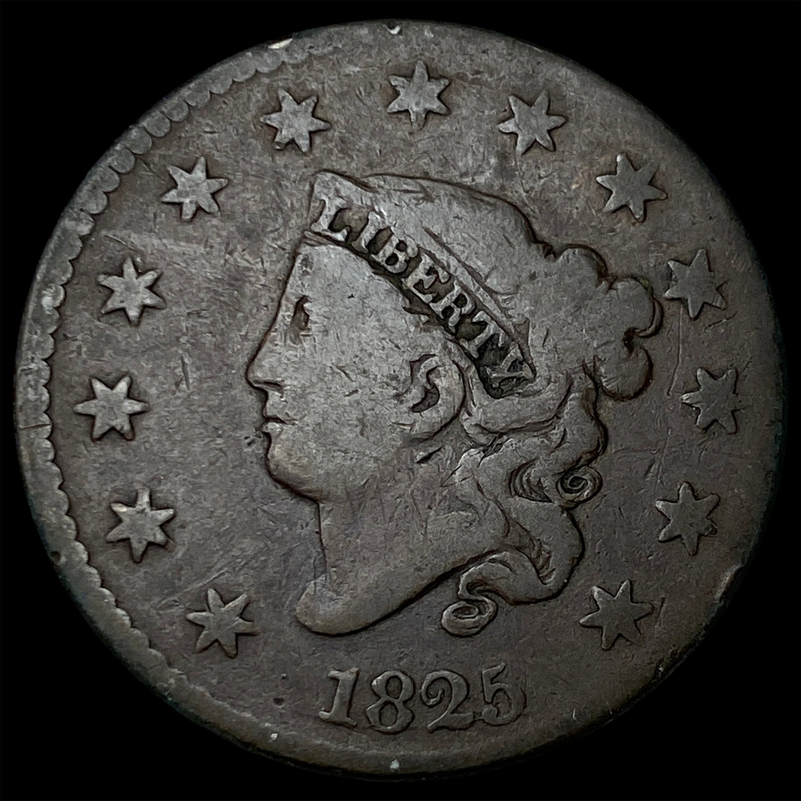 1825 Coronet Head Large Cent NICELY CIRCULATED (1 of 2)