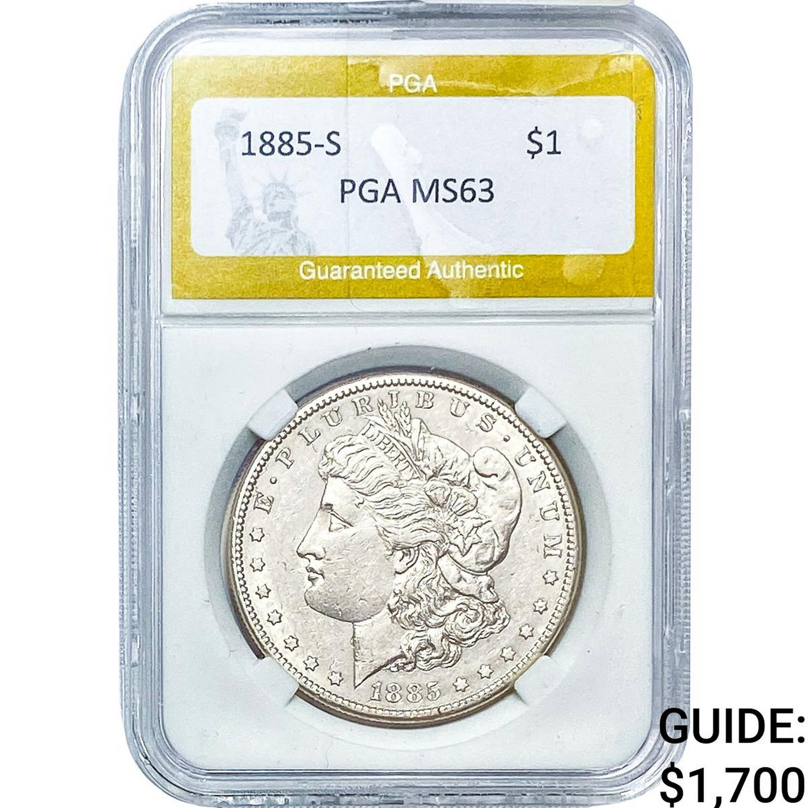 1885-S Morgan Silver Dollar PGA MS63: 1885-S Morgan Silver Dollar PGA MS63