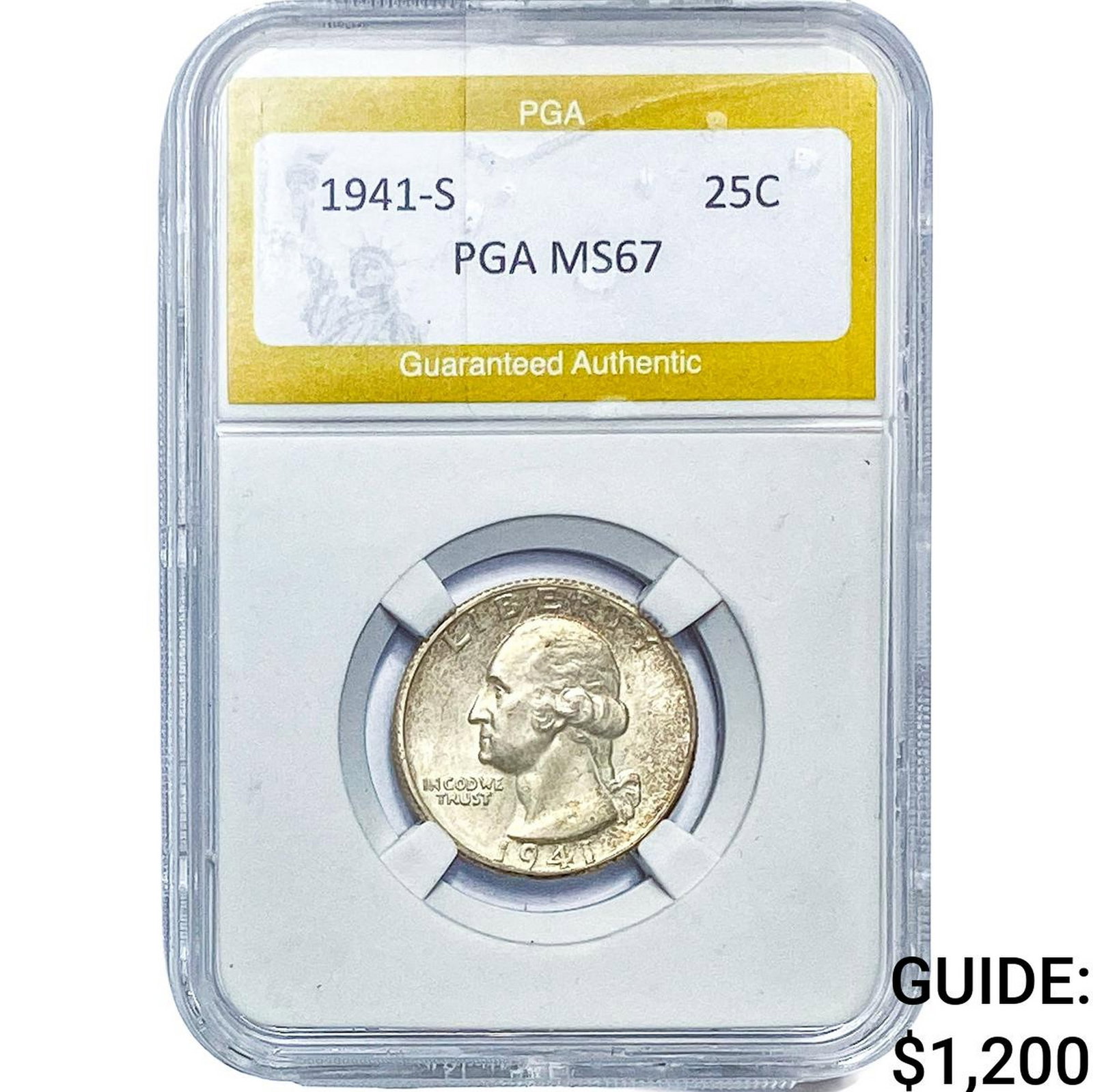 1941-S Washington Silver Quarter PGA MS67: 1941-S Washington Silver Quarter PGA MS67