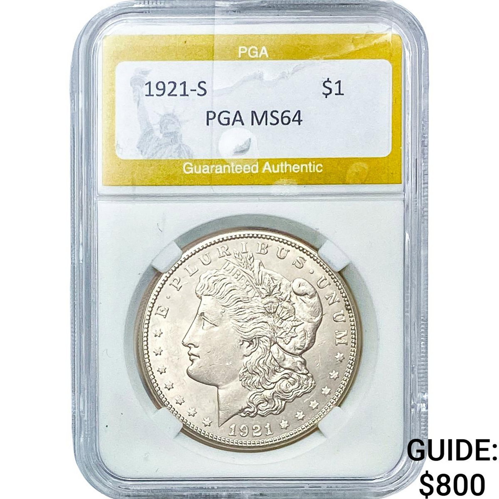 1921-S Morgan Silver Dollar PGA MS64: 1921-S Morgan Silver Dollar PGA MS64