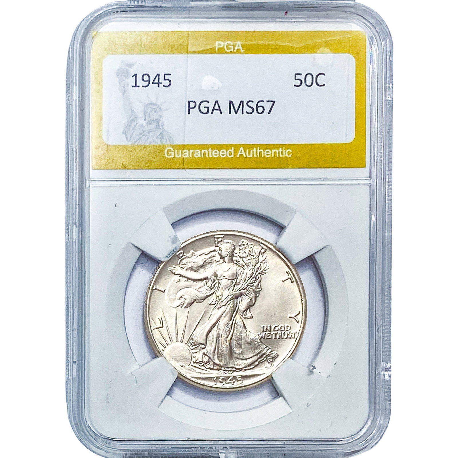 1945 Walking Liberty Half Dollar PGA MS67: 1945 Walking Liberty Half Dollar PGA MS67