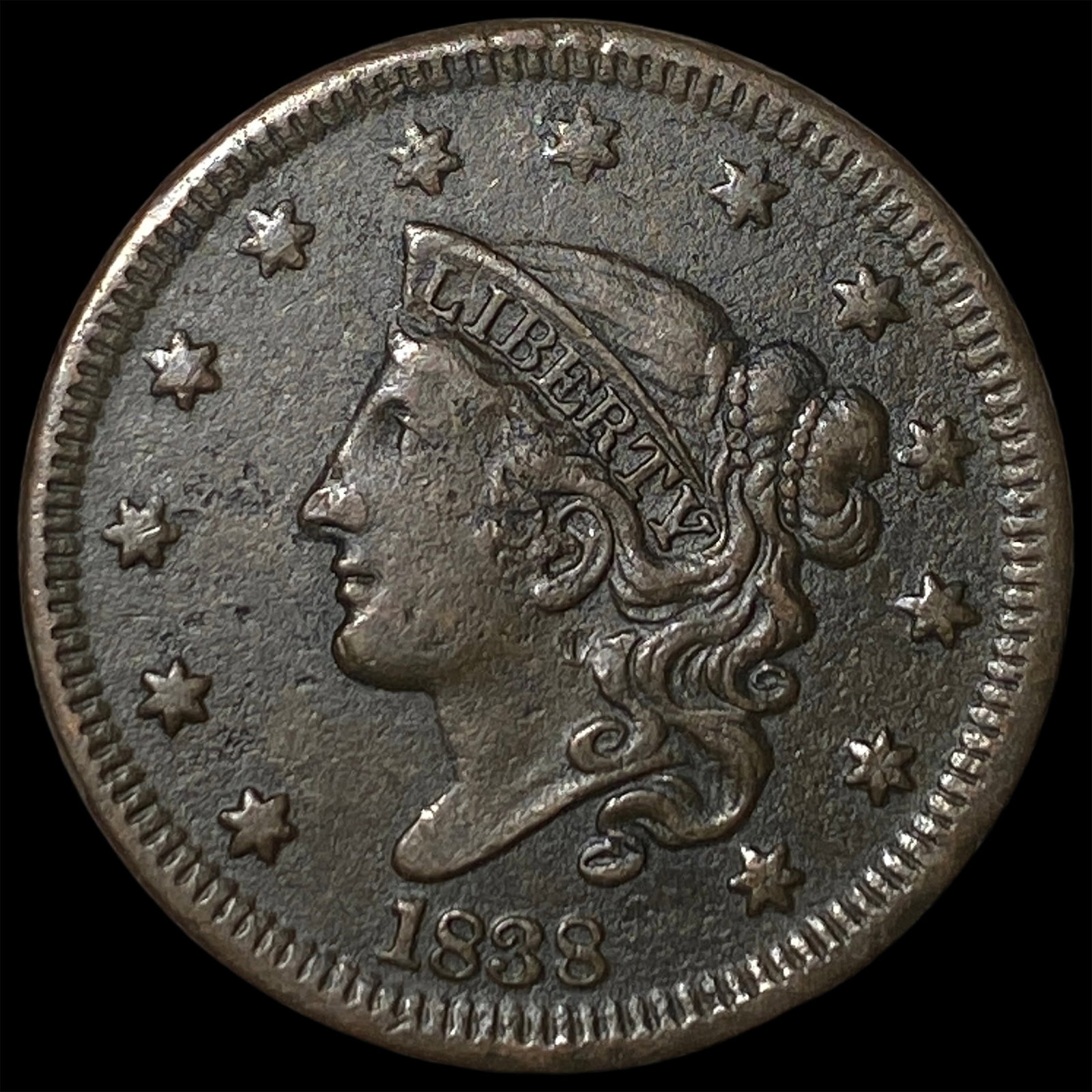 1838 Coronet Head Large Cent NEARLY UNCIRCULATED (1 of 2)
