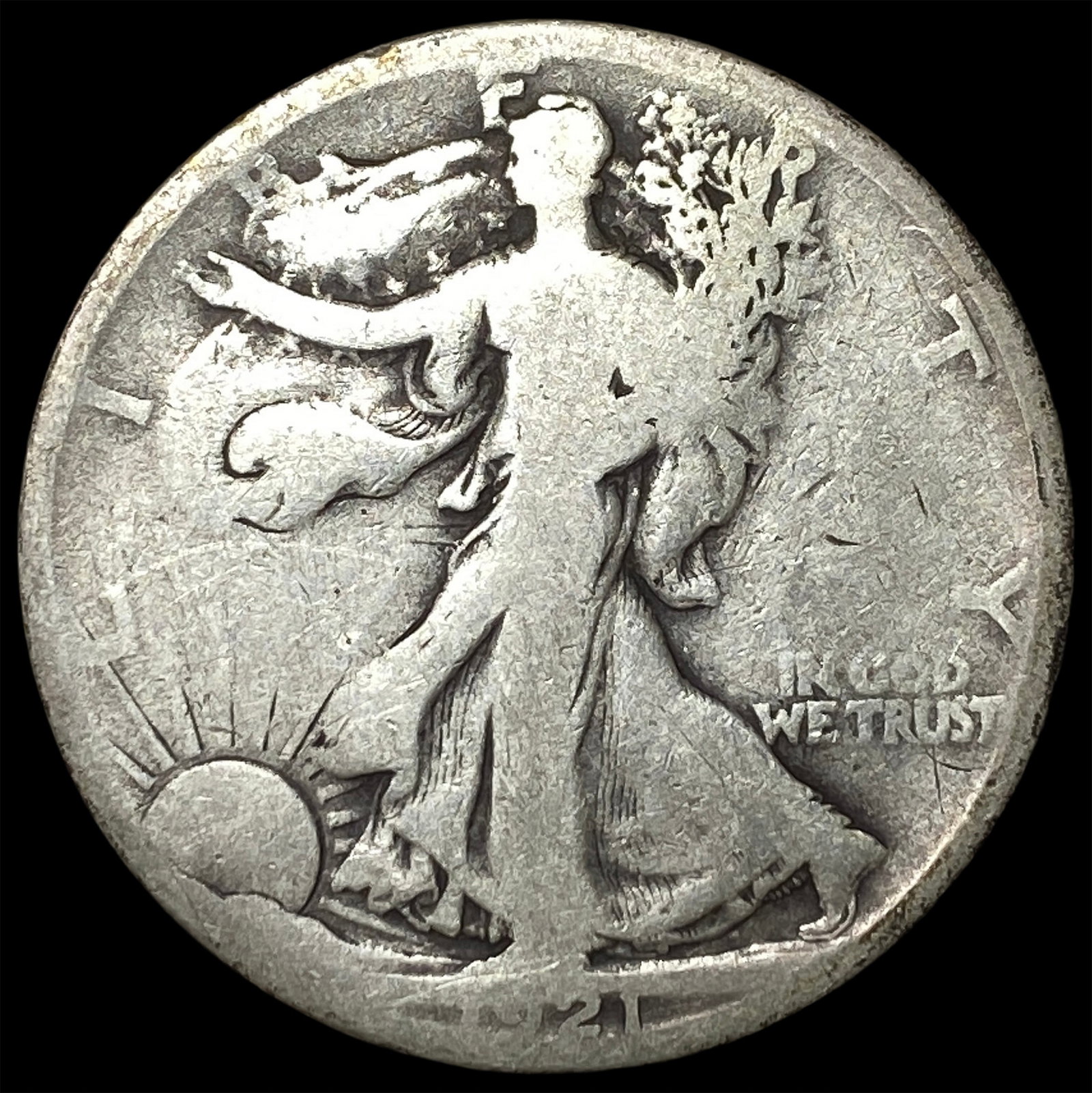 1921-S Silver Walking Liberty Half Dollar NICELY CIRCULATED: 1921-S Silver Walking Liberty Half Dollar NICELY CIRCULATED