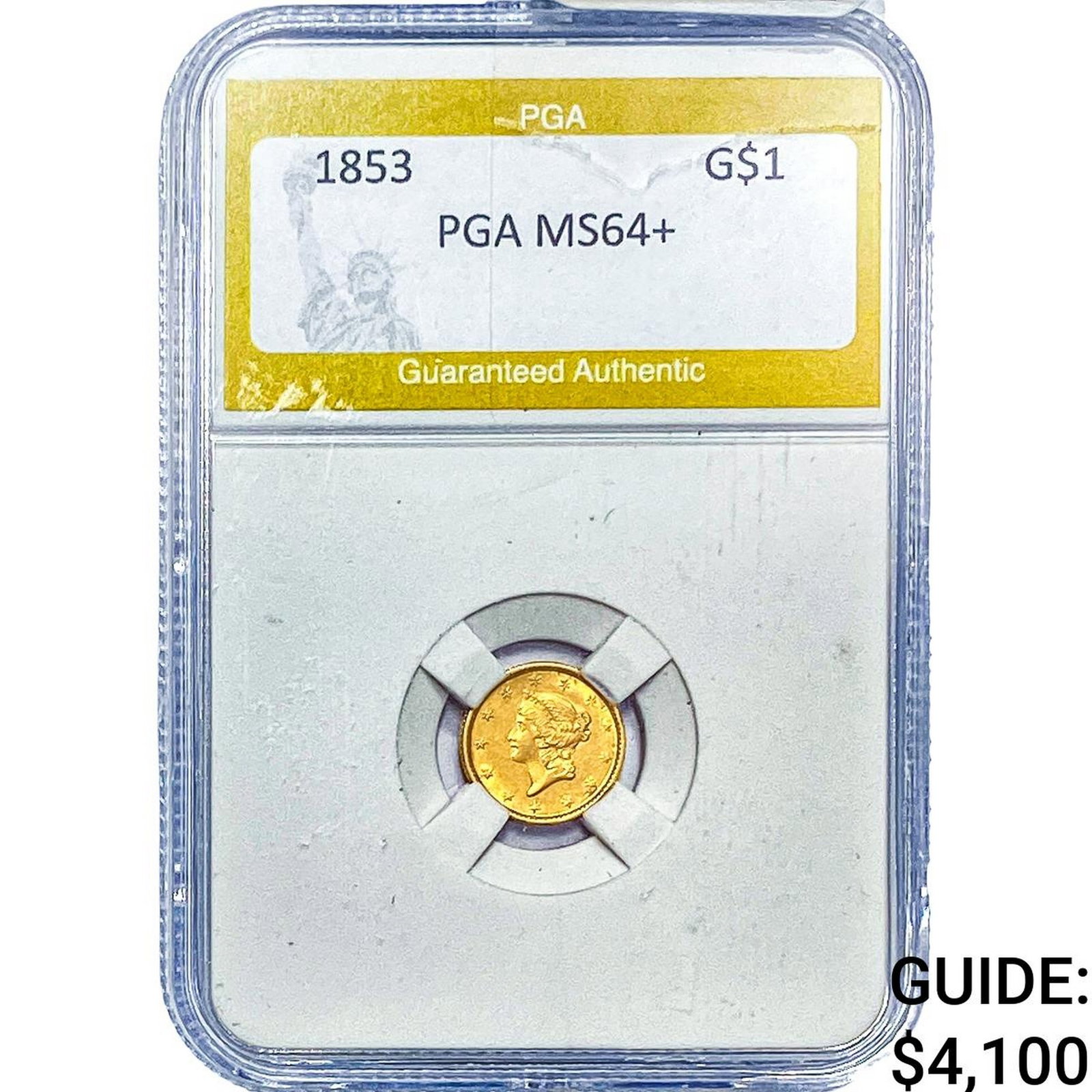 1853 Rare Gold Dollar PGA MS64+: 1853 Rare Gold Dollar PGA MS64+