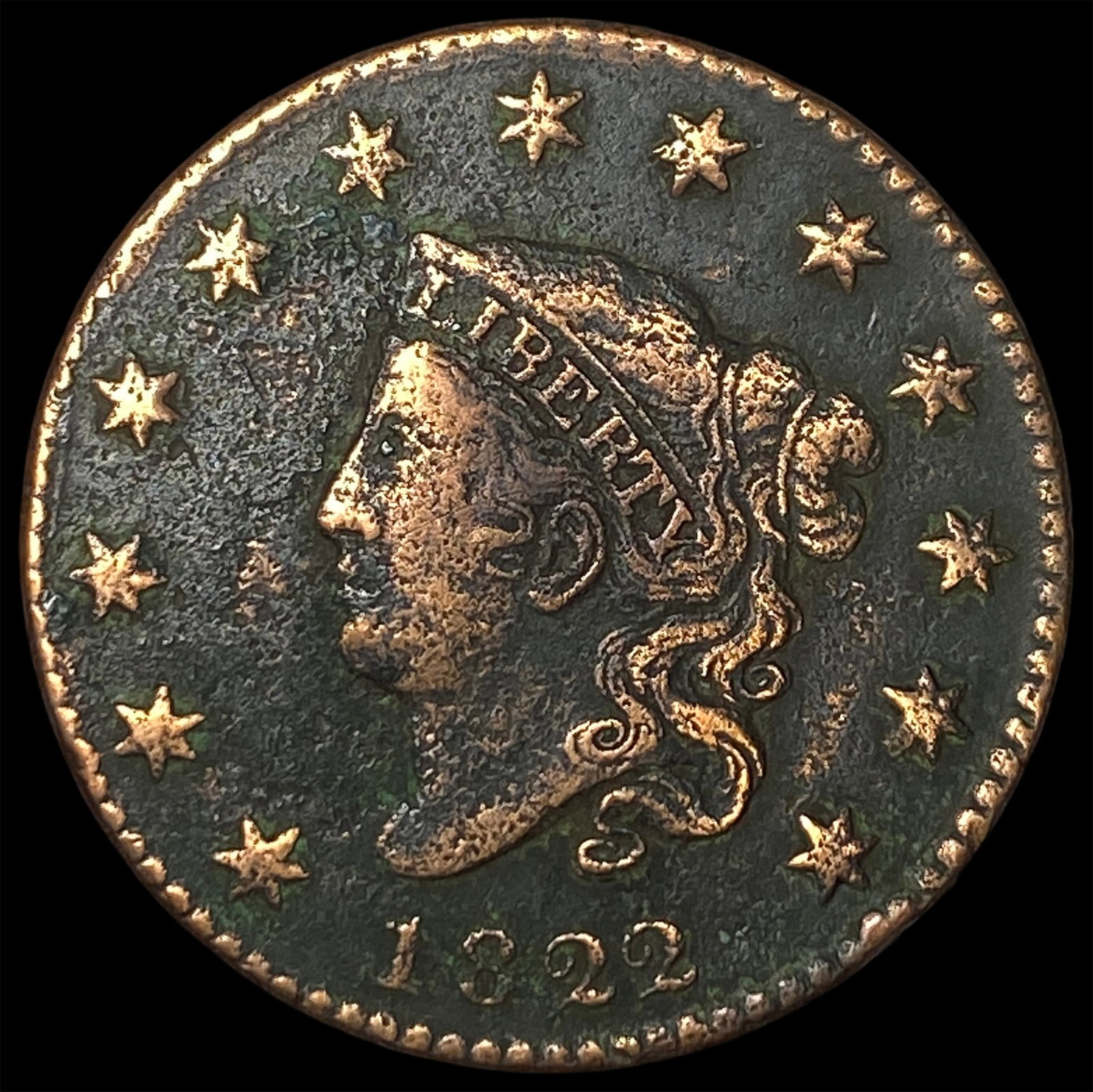 1822 Coronet Head Large Cent HIGH GRADE: 1822 Coronet Head Large Cent HIGH GRADE