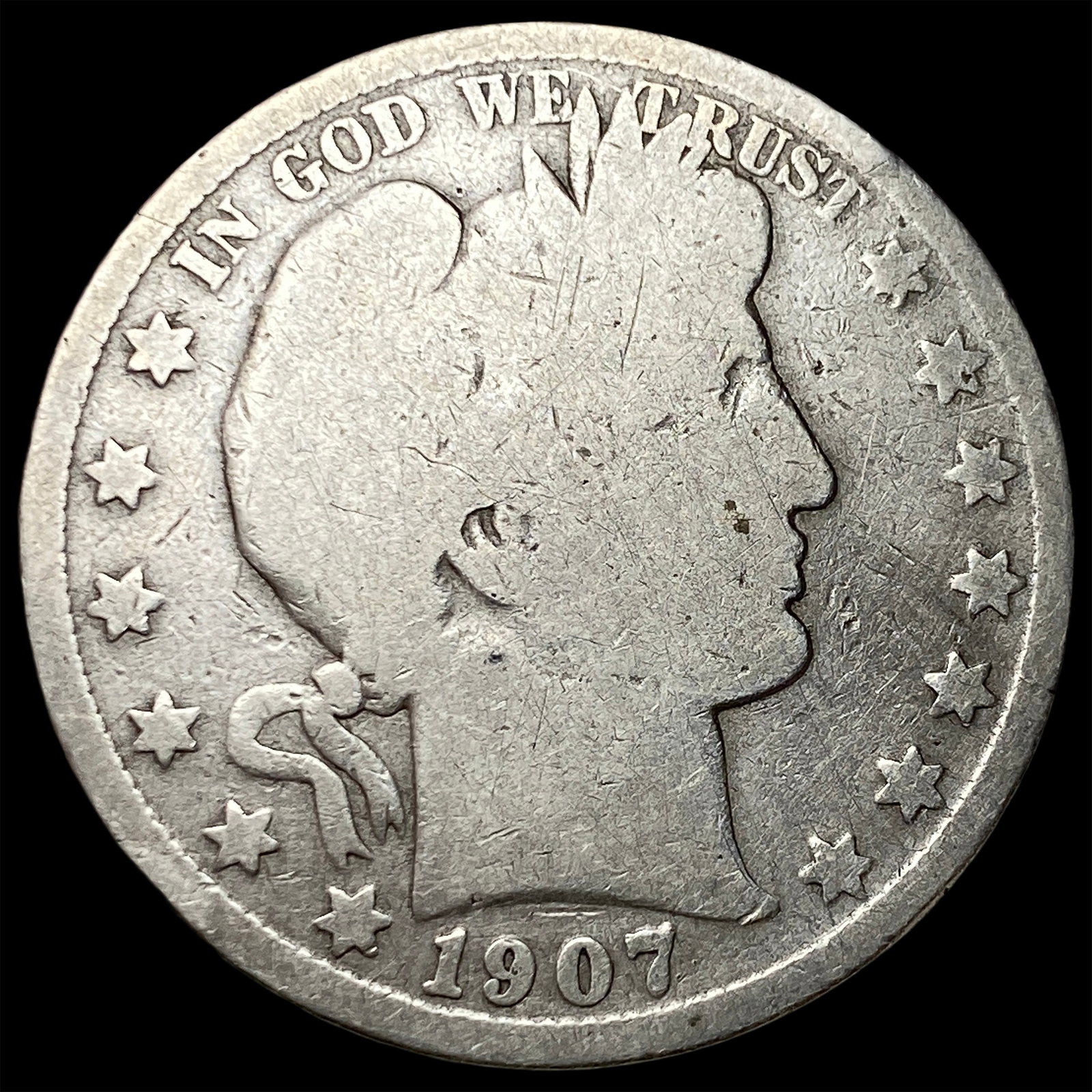 1907-S Silver Barber Half Dollar NICELY CIRCULATED: 1907-S Silver Barber Half Dollar NICELY CIRCULATED