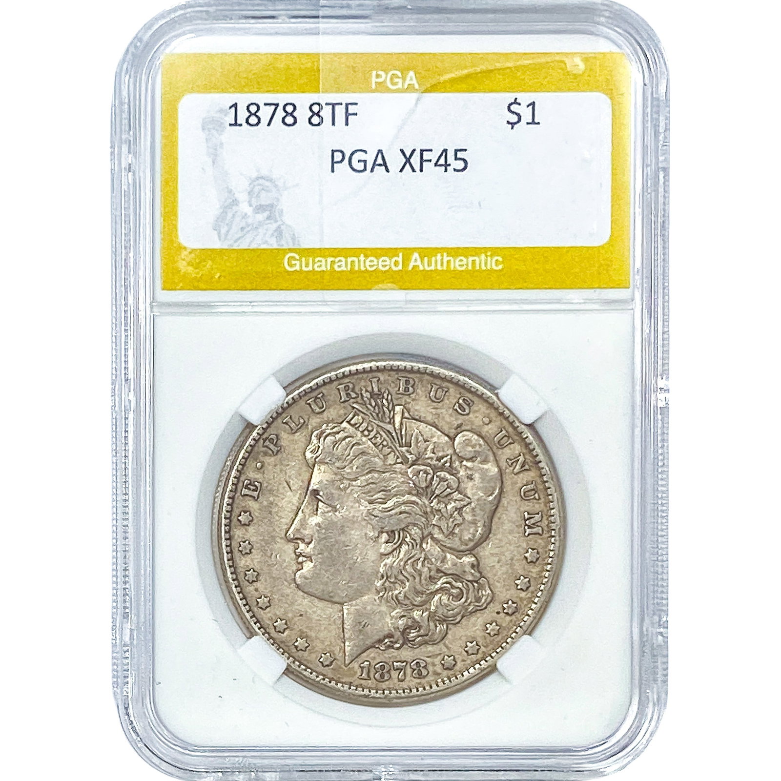 1878 8TF Morgan Silver Dollar PGA XF45: 1878 8TF Morgan Silver Dollar PGA XF45