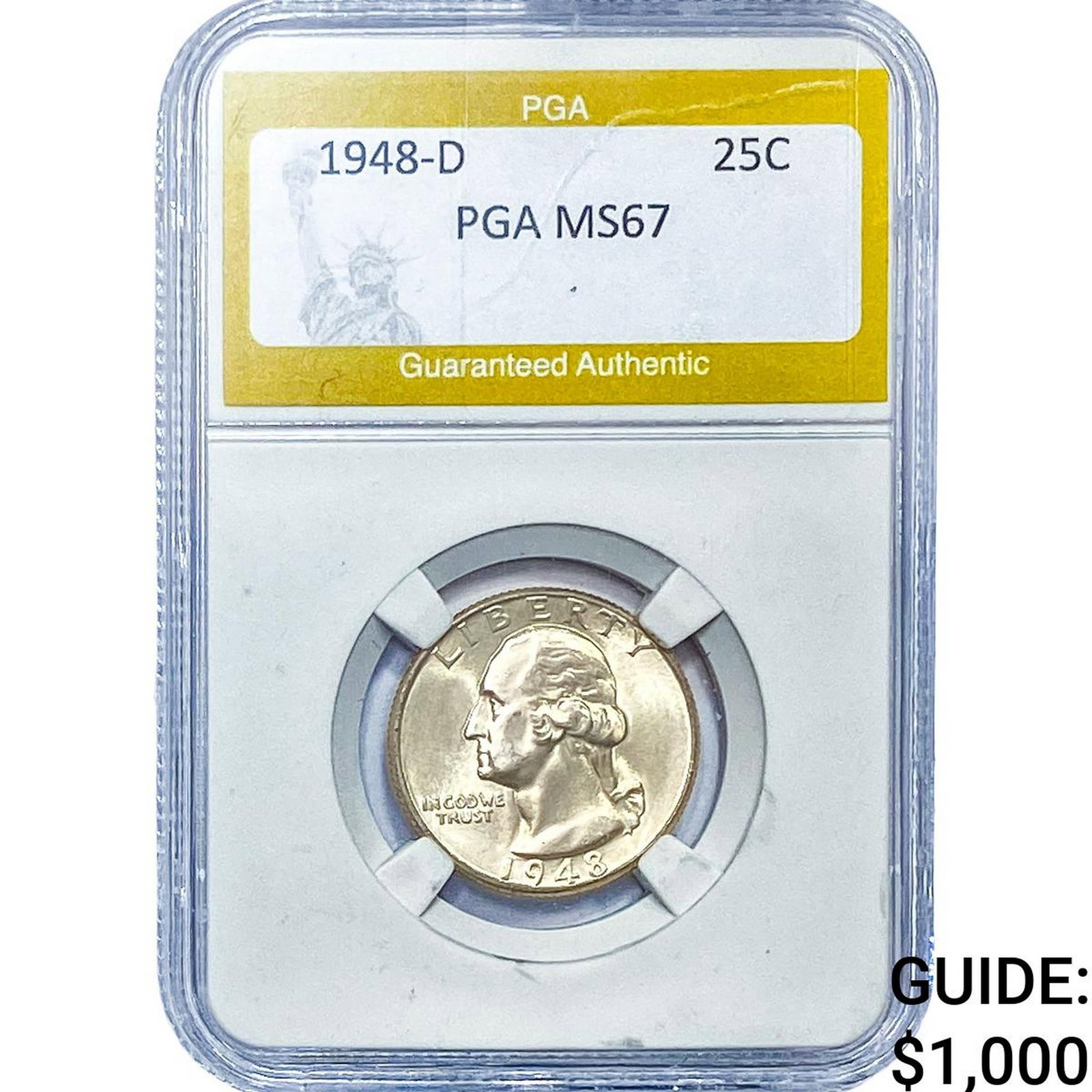 1948-D Washington Silver Quarter PGA MS67: 1948-D Washington Silver Quarter PGA MS67