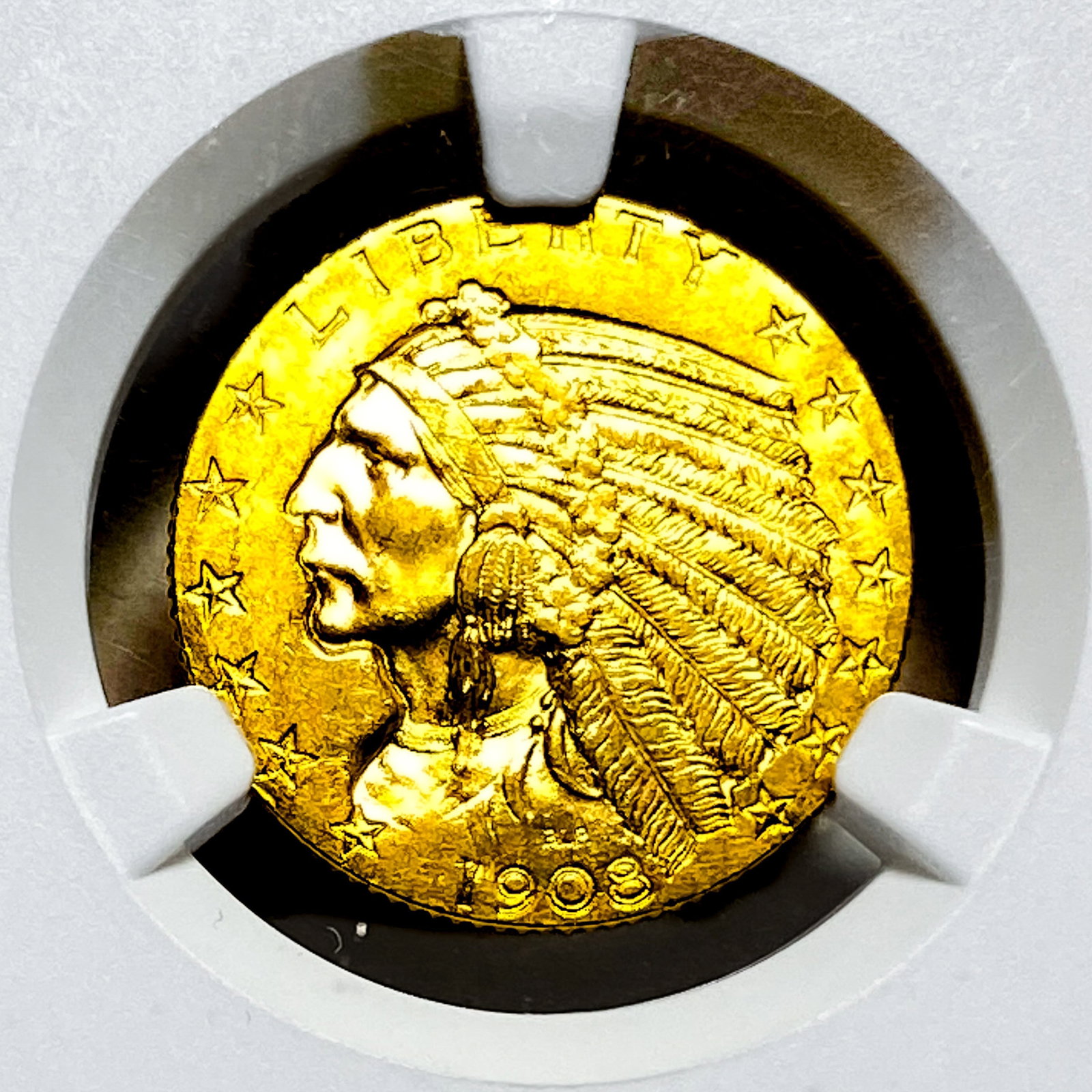 1908 $5 Gold Half Eagle NGC MS63 - 3