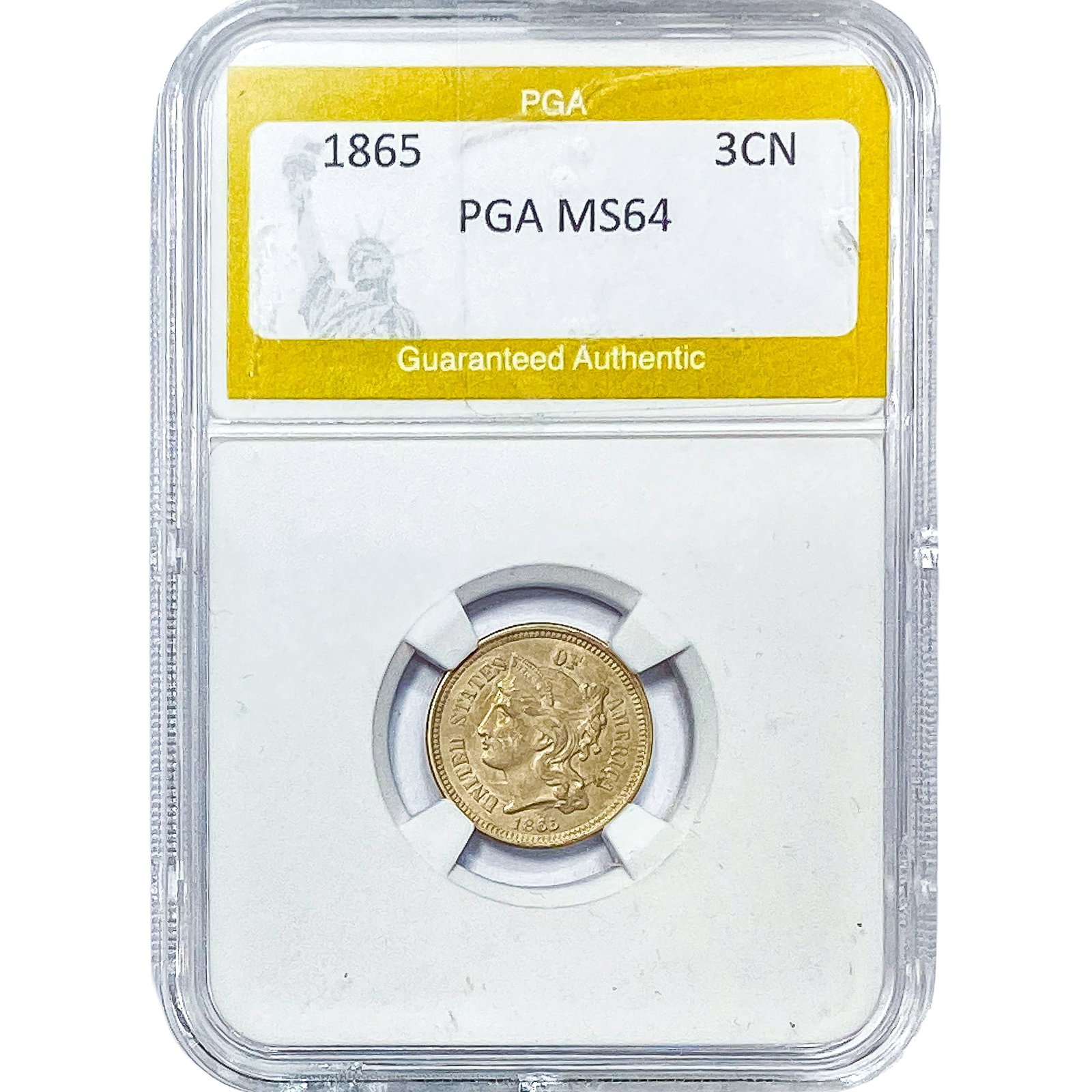 1865 Nickel Three Cent PGA MS64: 1865 Nickel Three Cent PGA MS64
