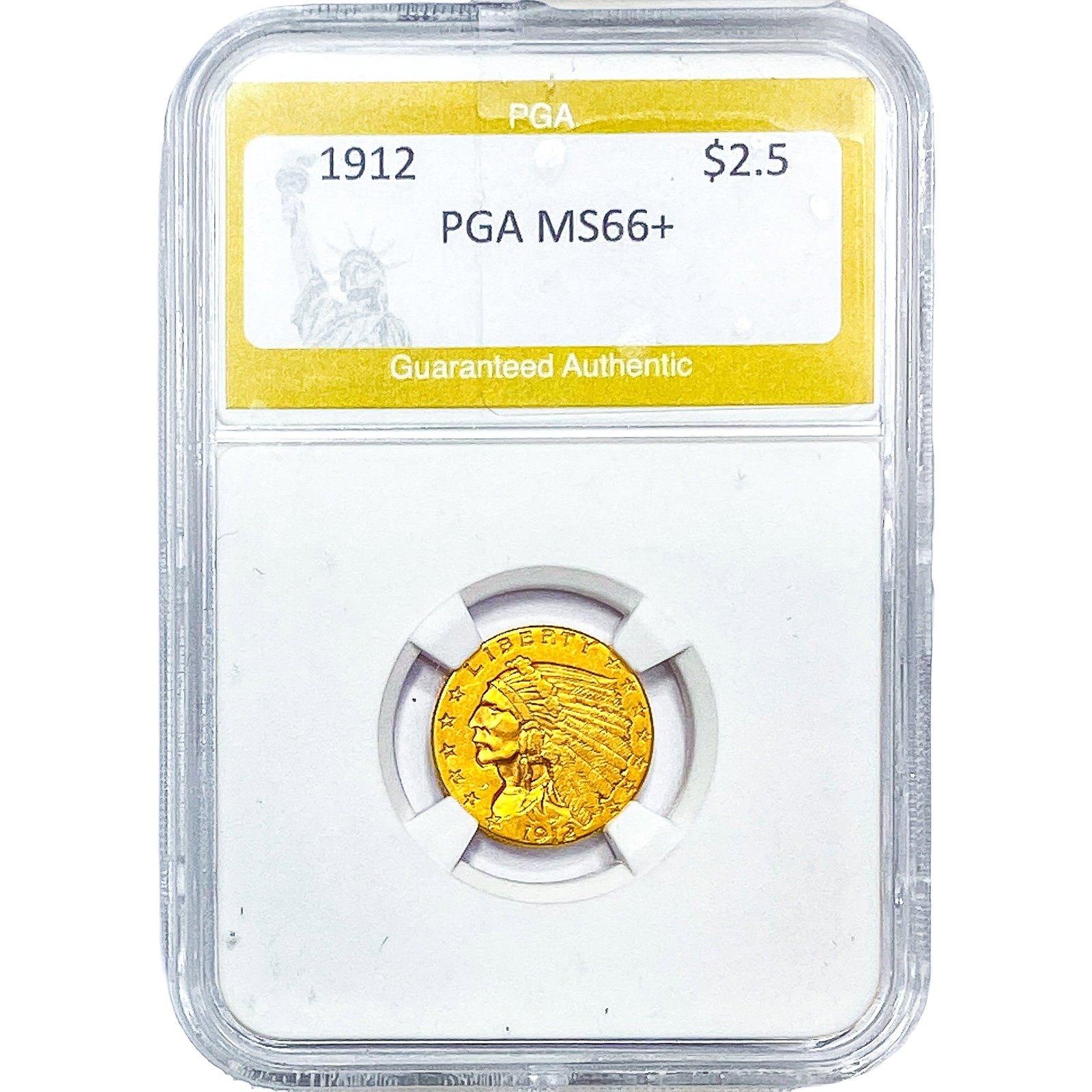 1912 $2.50 Gold Quarter Eagle PGA MS66+: 1912 $2.50 Gold Quarter Eagle PGA MS66+