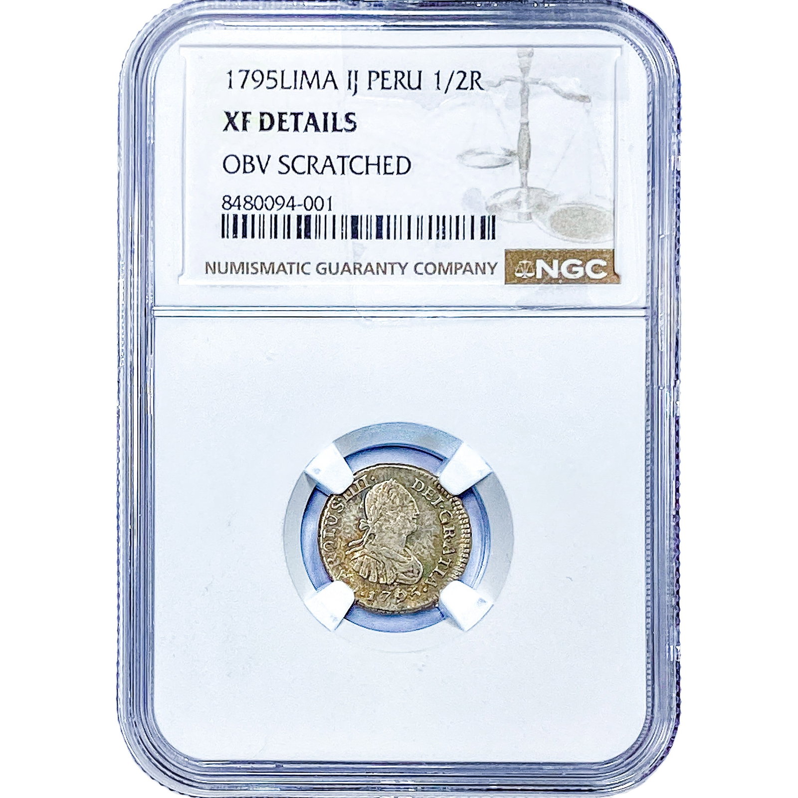 1795 Lima Colonial Spain Silver 1/2 Real NGC XF Details: 1795 Lima Colonial Spain Silver 1/2 Real NGC XF Details