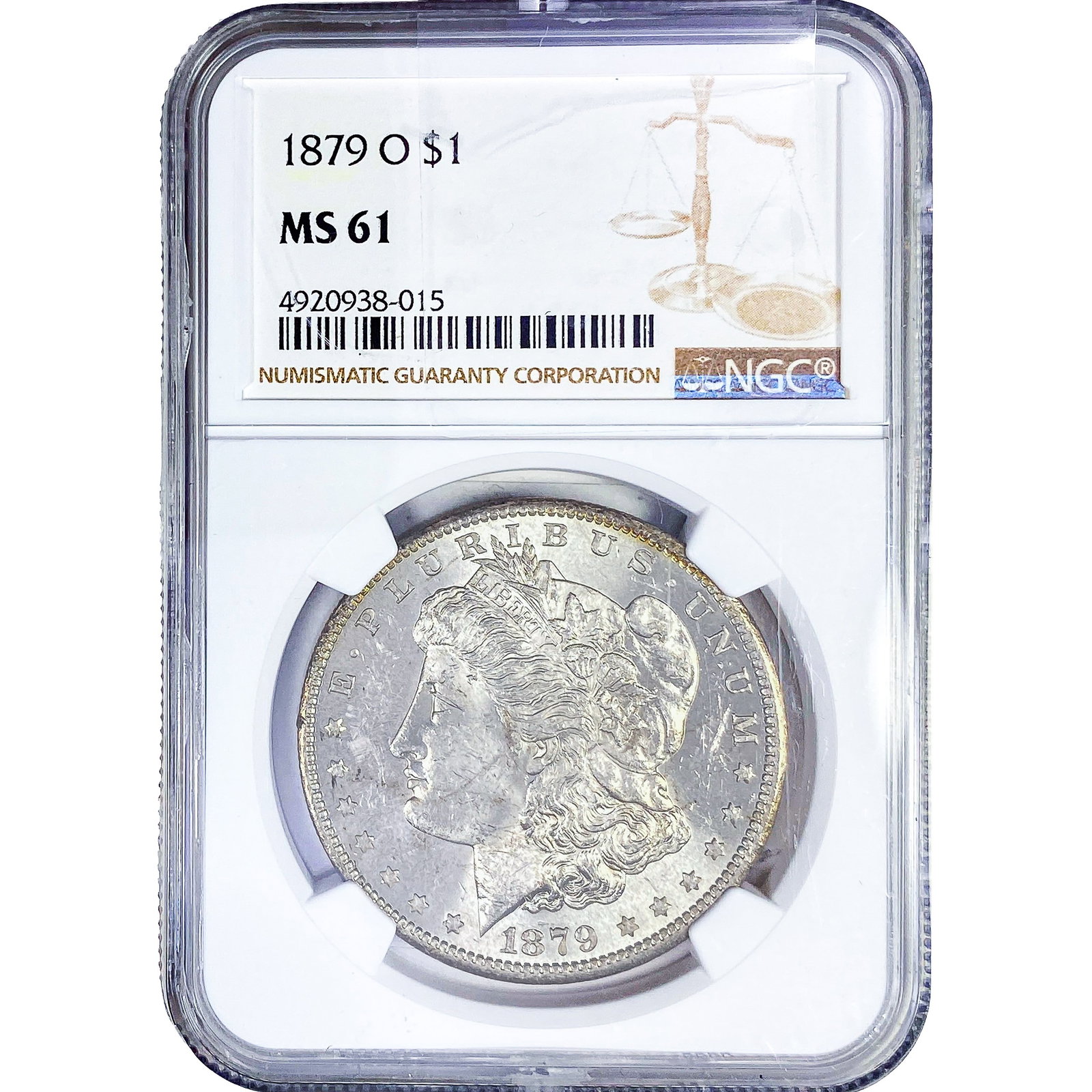 1879-O Morgan Silver Dollar NGC MS61: 1879-O Morgan Silver Dollar NGC MS61