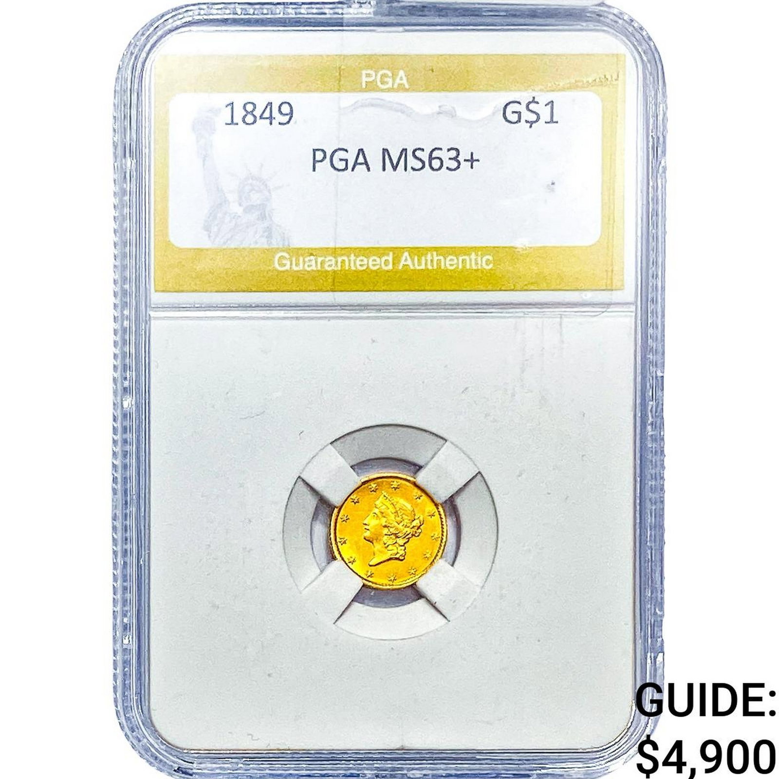 1849 Rare Gold Dollar PGA MS63+: 1849 Rare Gold Dollar PGA MS63+