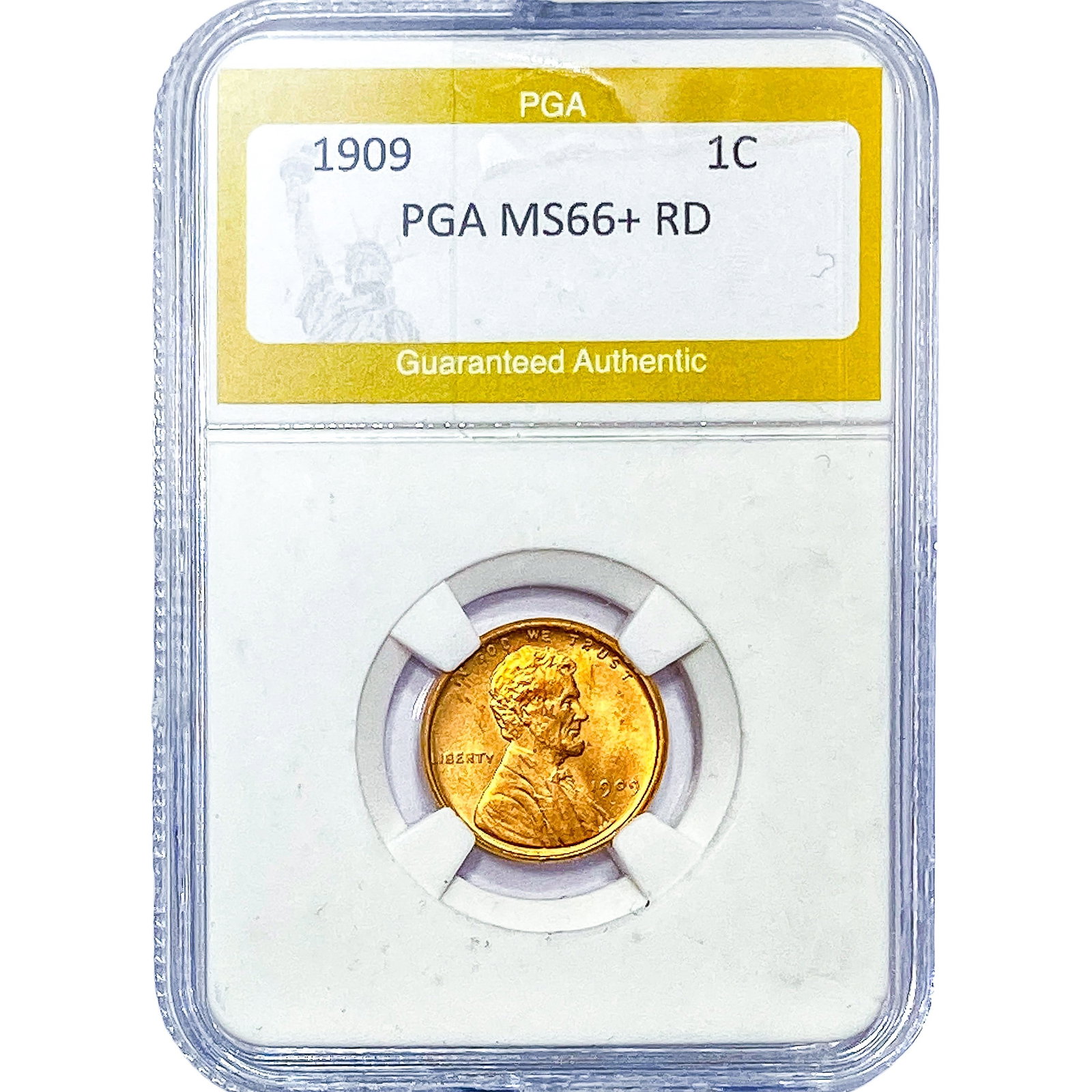 1909 Wheat Cent PGA MS66+RD: 1909 Wheat Cent PGA MS66+RD
