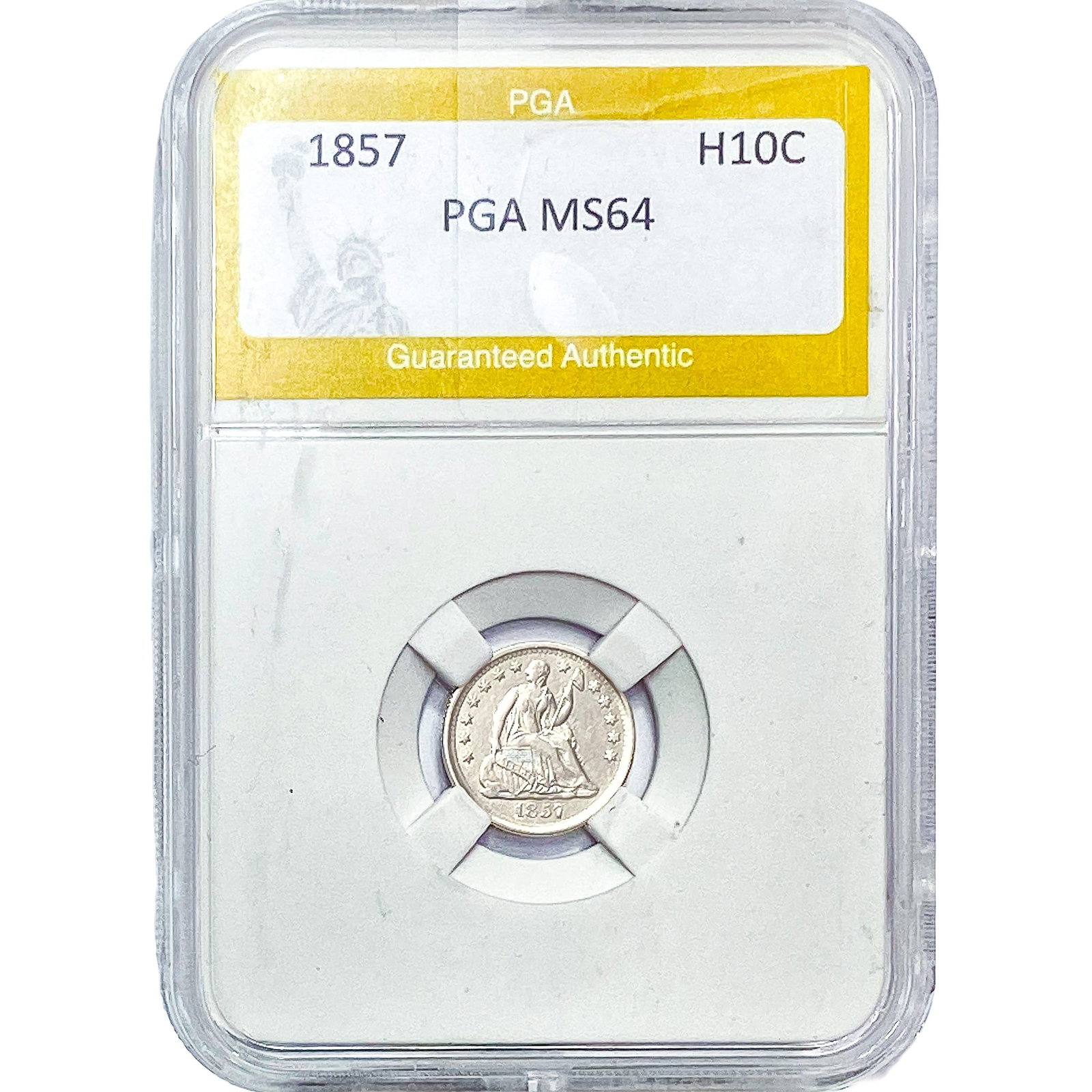 1857 Seated Liberty Half Dime PGA MS64: 1857 Seated Liberty Half Dime PGA MS64