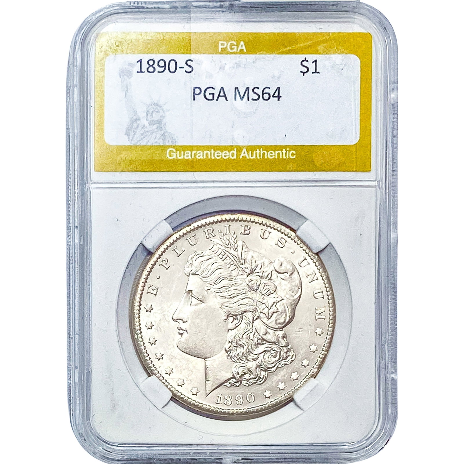 1890-S Morgan Silver Dollar PGA MS64: 1890-S Morgan Silver Dollar PGA MS64