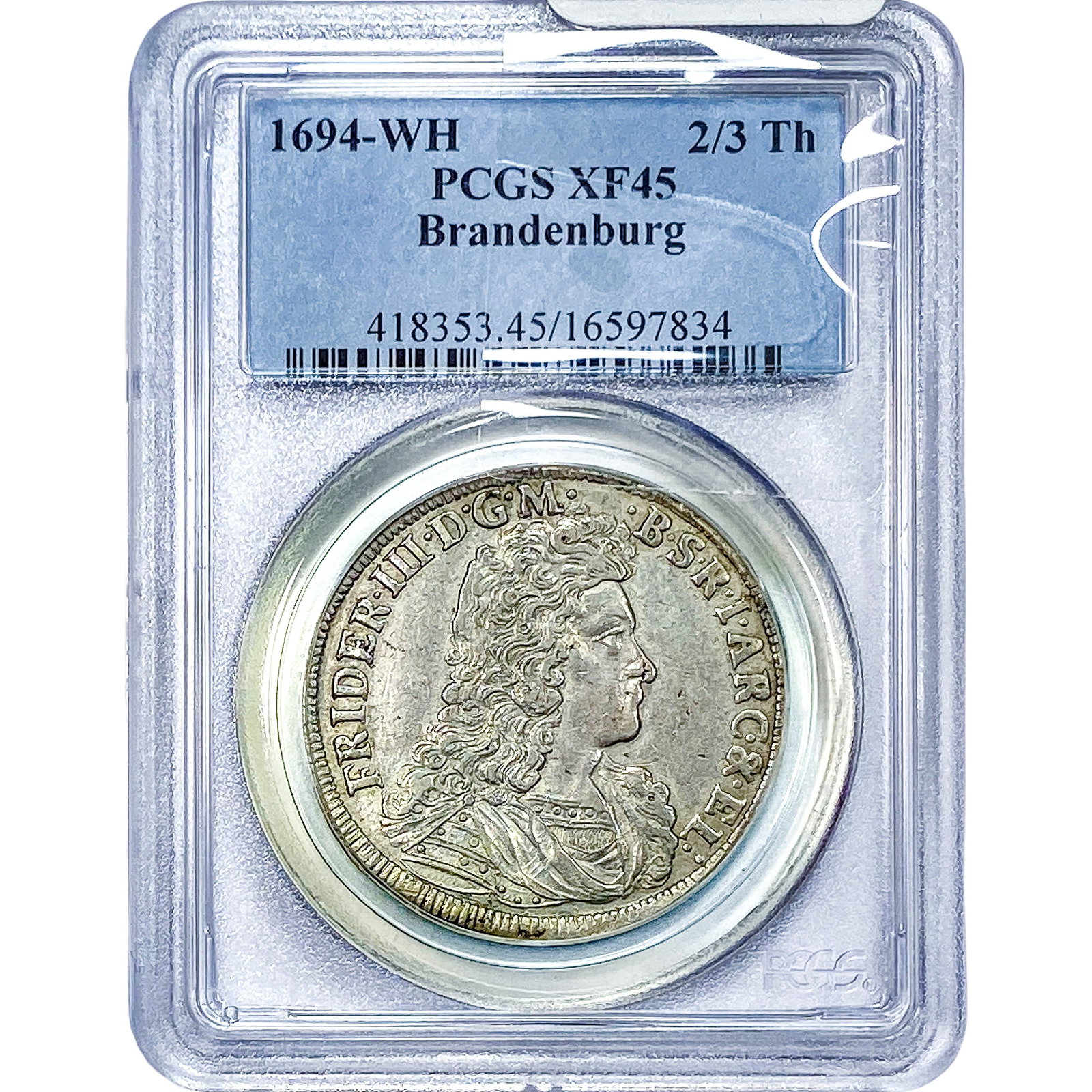 1694 Brandenburg Silver 2/3 Thaler PCGS XF45 (1 of 2)