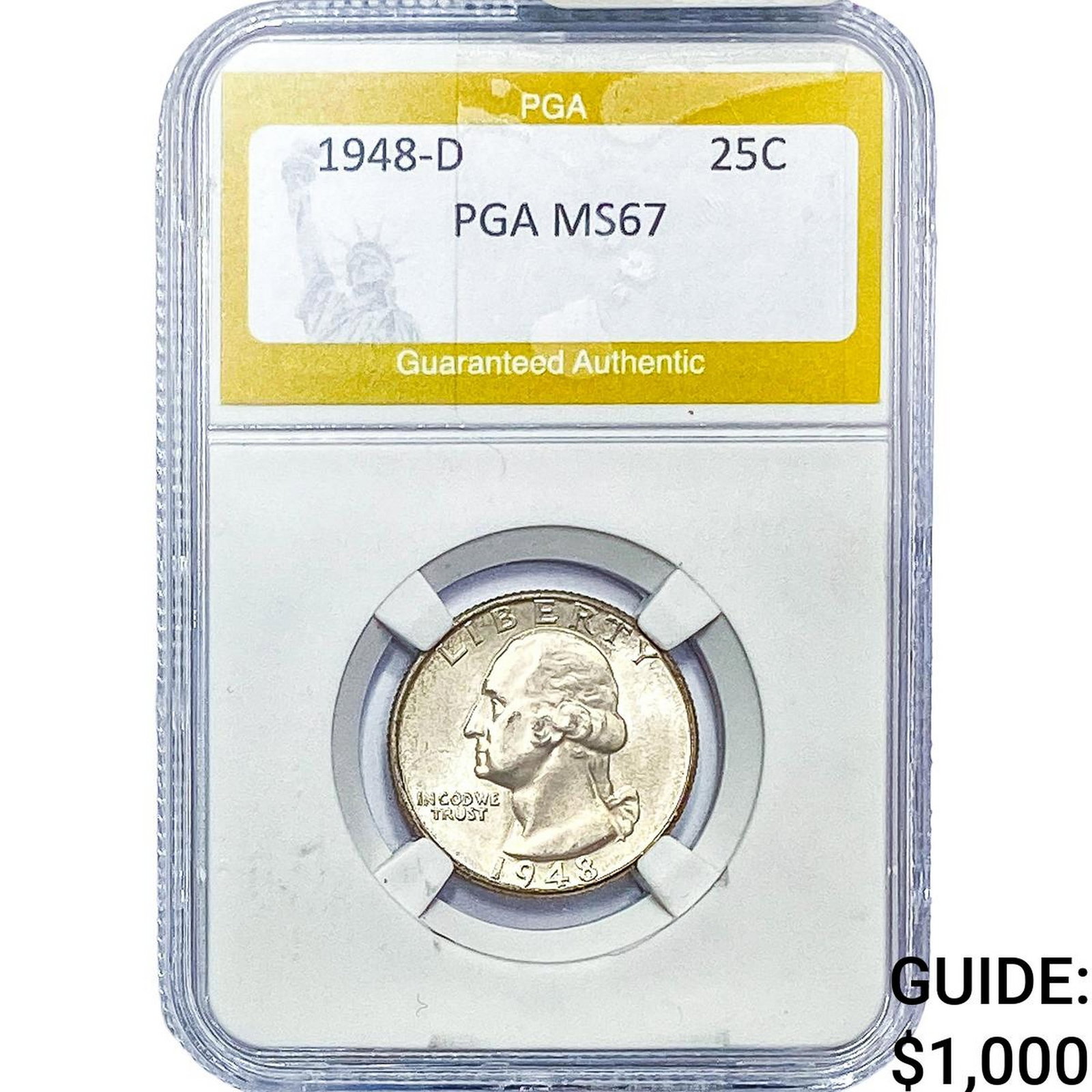 1948-D Washington Silver Quarter PGA MS67: 1948-D Washington Silver Quarter PGA MS67