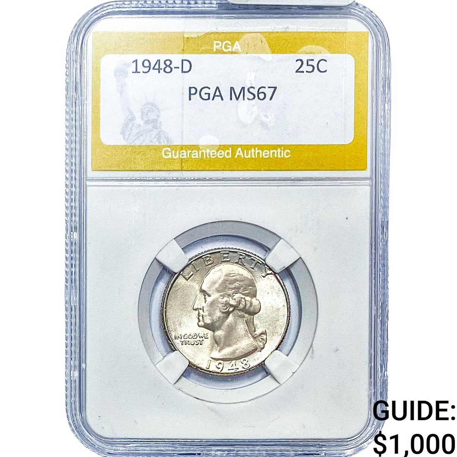1948-D Washington Silver Quarter PGA MS67: 1948-D Washington Silver Quarter PGA MS67