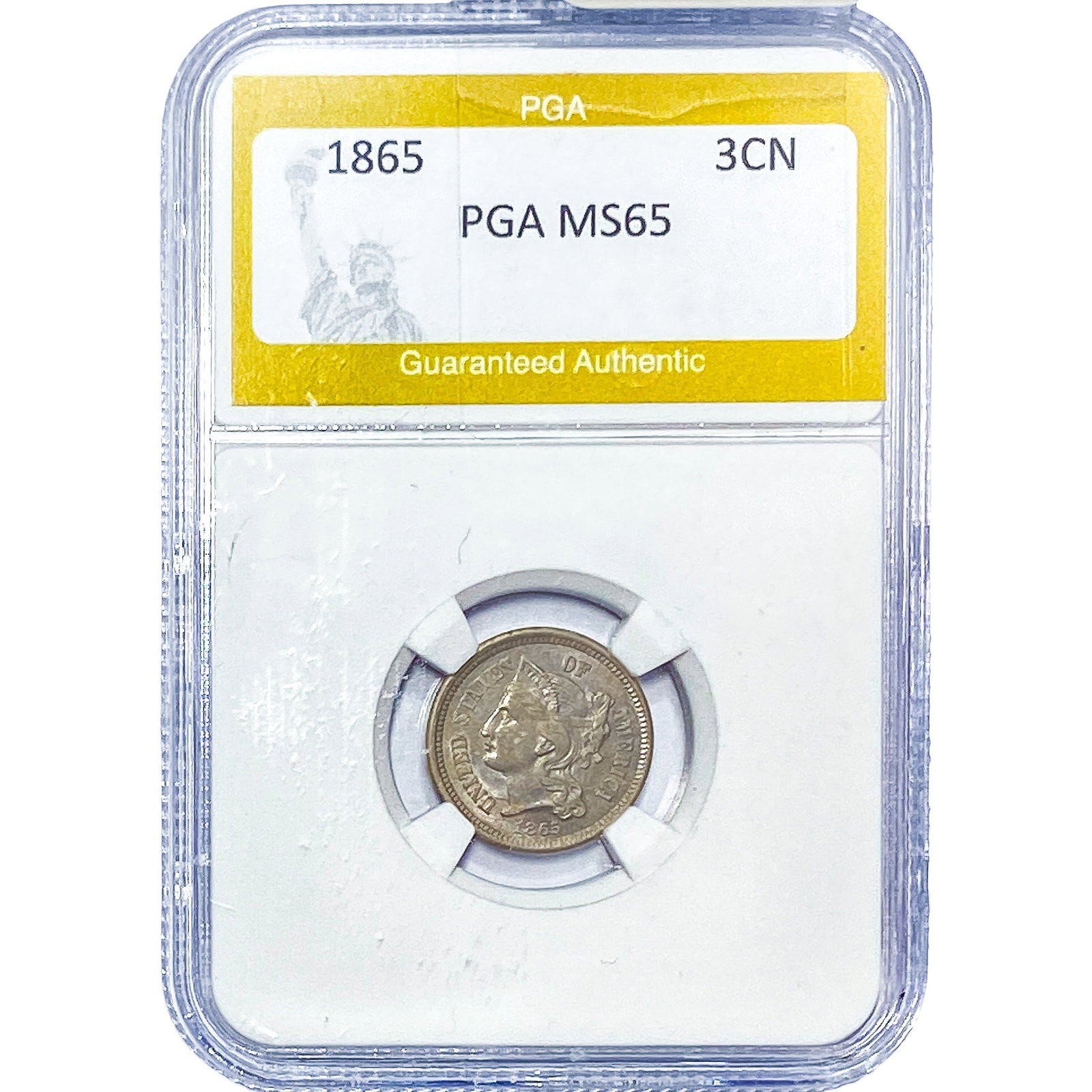 1865 Nickel Three Cent PGA MS65: 1865 Nickel Three Cent PGA MS65
