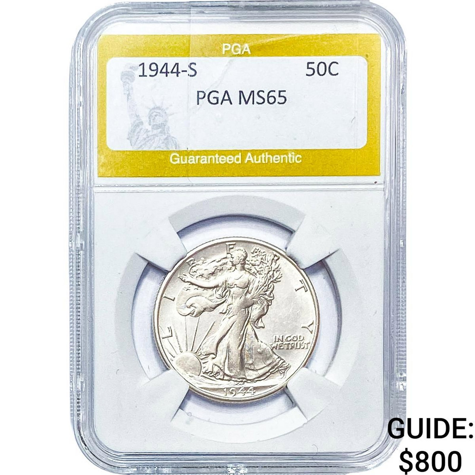 1944-S Walking Liberty Half Dollar PGA MS65: 1944-S Walking Liberty Half Dollar PGA MS65