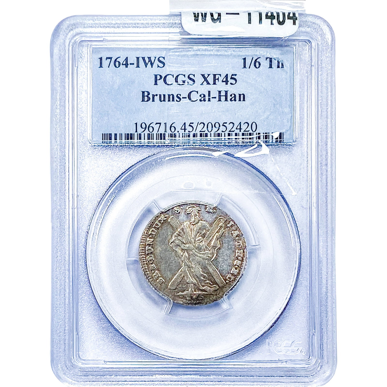 1764-IWS Brunswick-Cal-Han Silver 1/6 Thaler PCGS XF45 (1 of 2)
