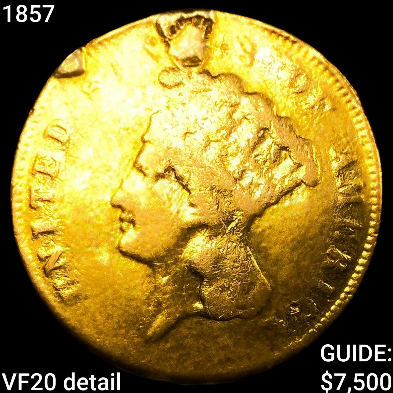 1857 $3 Gold Piece: 1857 $3 Gold Piece