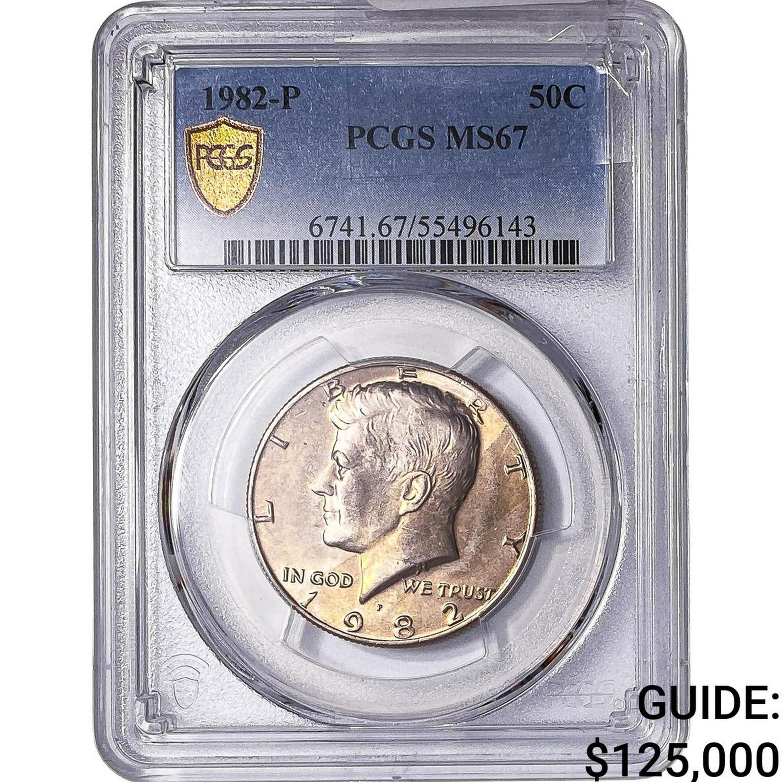1982-P Kennedy Half Dollar PCGS MS67: 1982-P Kennedy Half Dollar PCGS MS67