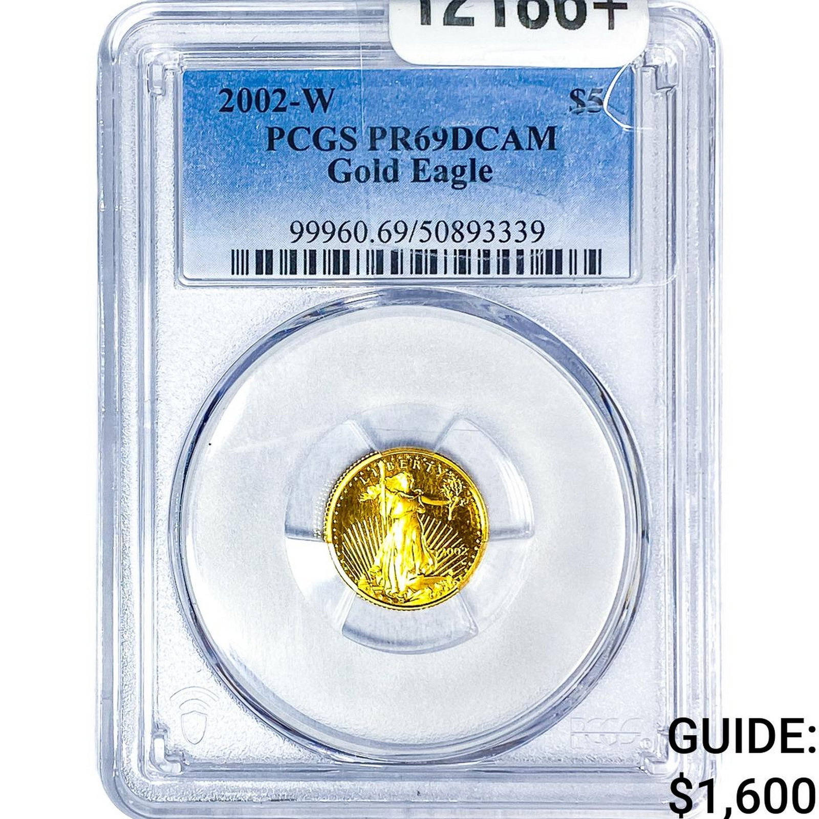 2002-W 1/10oz Gold Eagle $5 PCGS PR69 DCAM: 2002-W 1/10oz Gold Eagle $5 PCGS PR69 DCAM