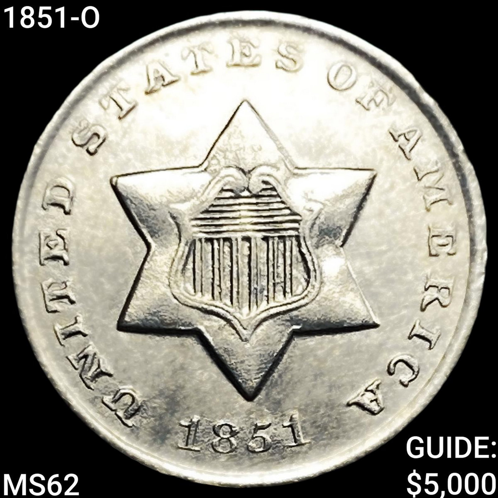 1851-O Silver Three Cent: 1851-O Silver Three Cent