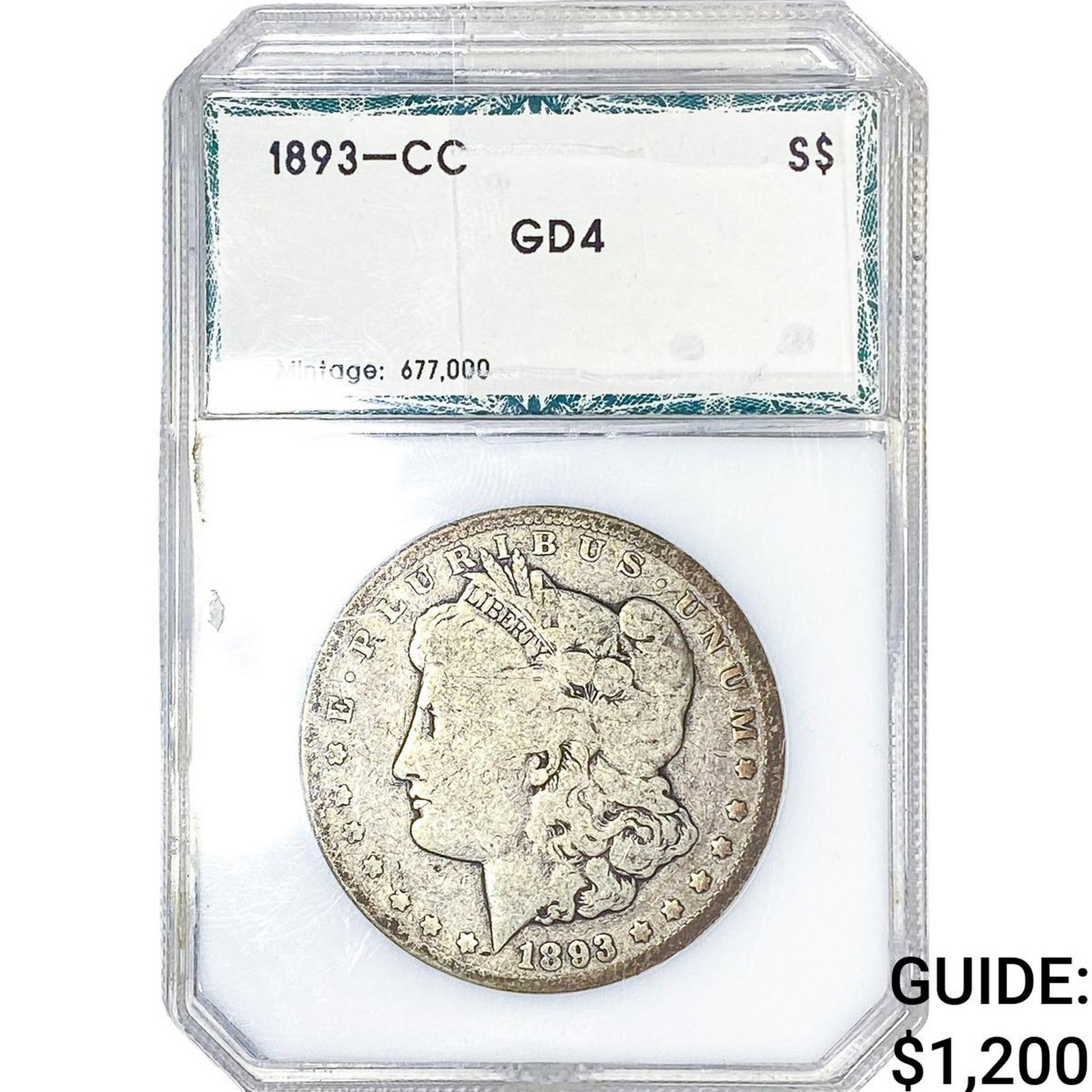 1893-CC Morgan Silver Dollar PCI GD4: 1893-CC Morgan Silver Dollar PCI GD4