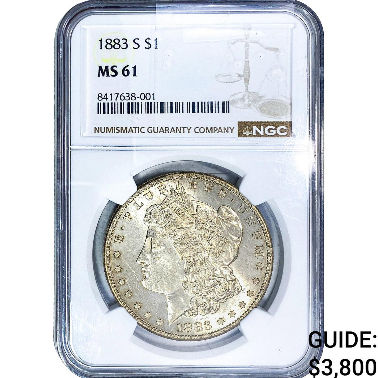 1883-S Morgan Silver Dollar NGC MS61: 1883-S Morgan Silver Dollar NGC MS61