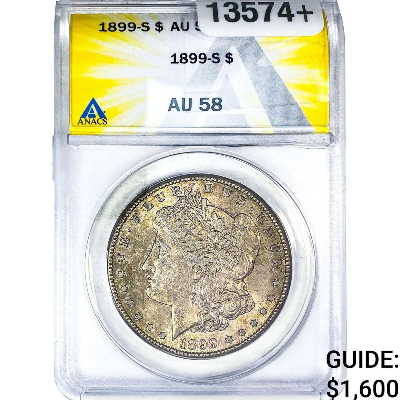 1899-S Morgan Silver Dollar ANACS AU58: 1899-S Morgan Silver Dollar ANACS AU58